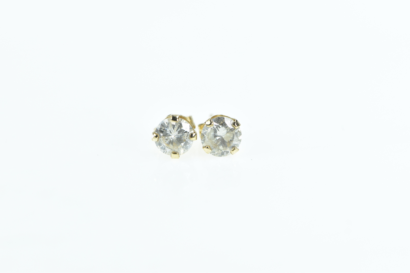 14K 1.47 Ctw Diamond Vintage Solitaire Stud Yellow Gold Earrings