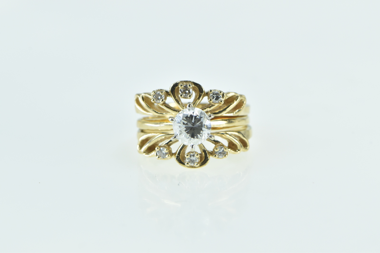 14K 14K 0.85 Ctw Diamond Engagement Bridal Set Yellow Gold Ring, Size 5.5