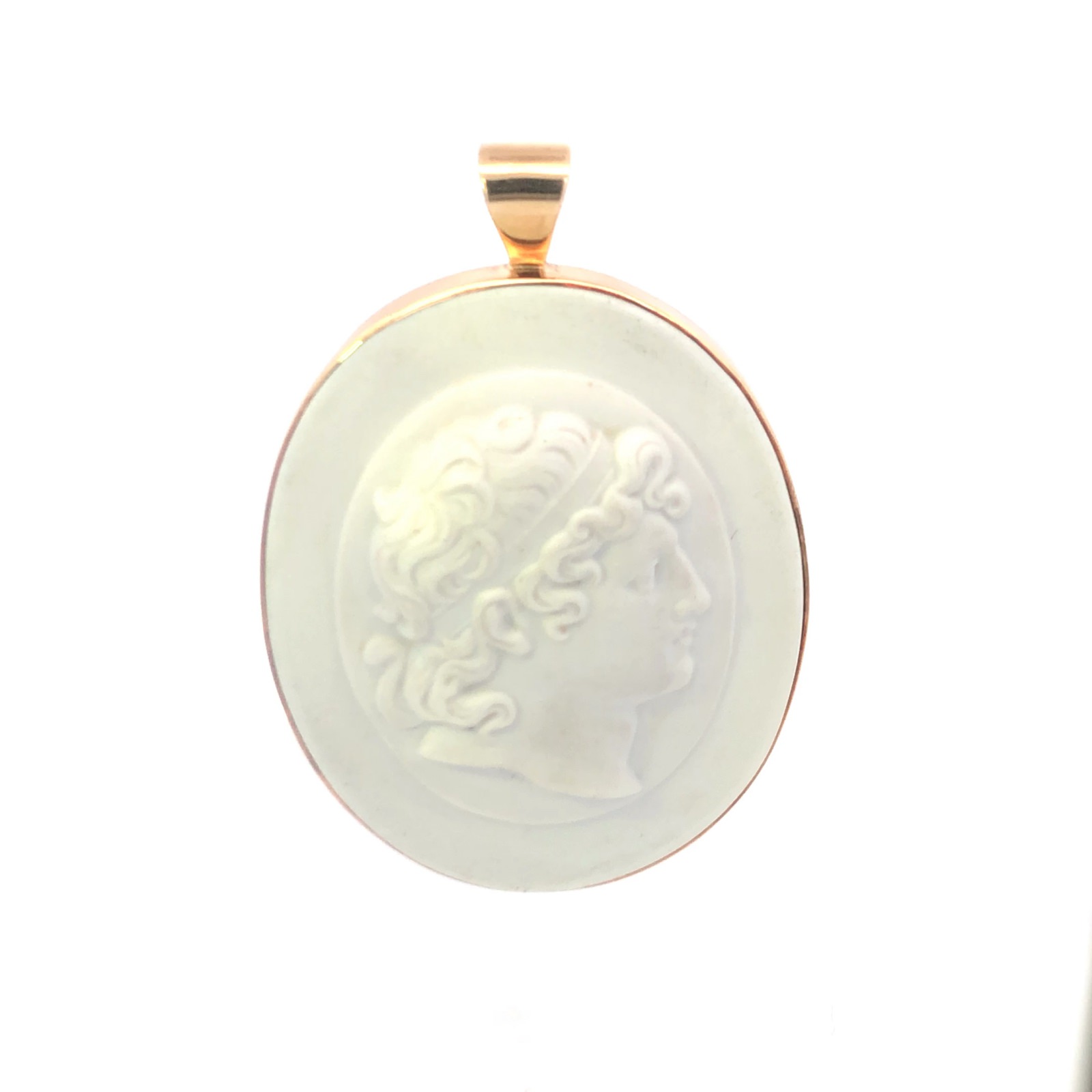 14K 150 Year Staatliche Museen zu Berlin Cameo Oval Yellow Gold Pendant