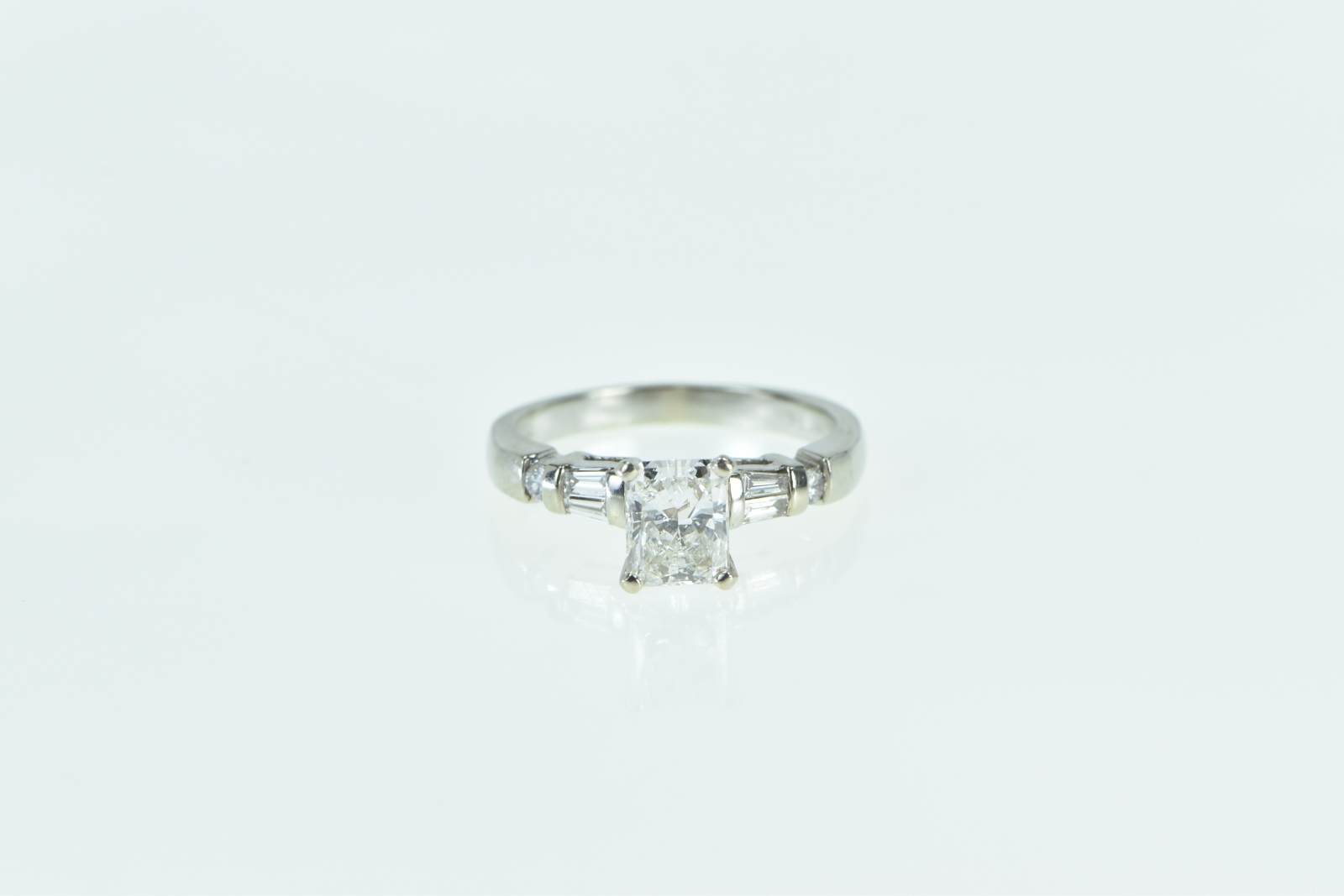 14K 1.53 Ct Radiant Cut Diamond Engagement White Gold Ring, Size 7