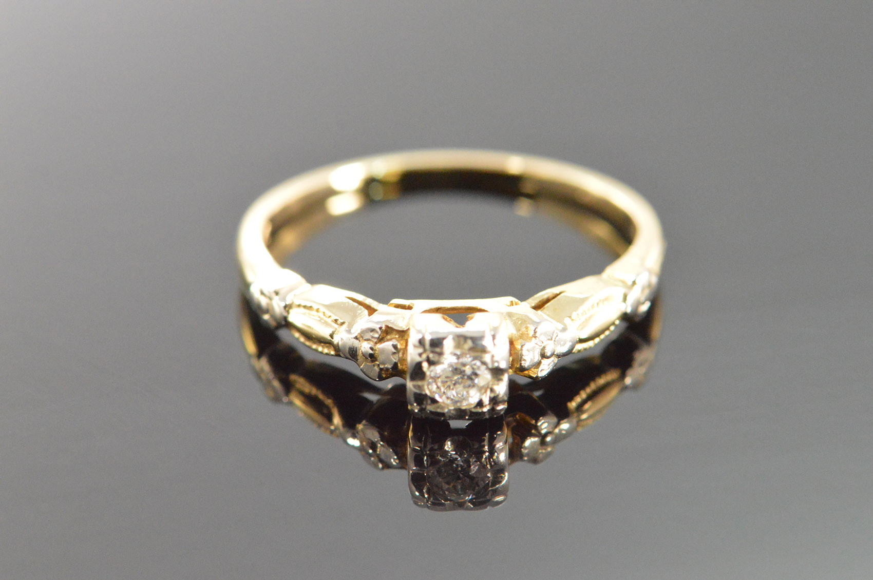 14k 1 5g Vintage 0 12 Ct Diamond Orange Blossom Engagement Yellow Gold Ring Size 5 75 Property Room