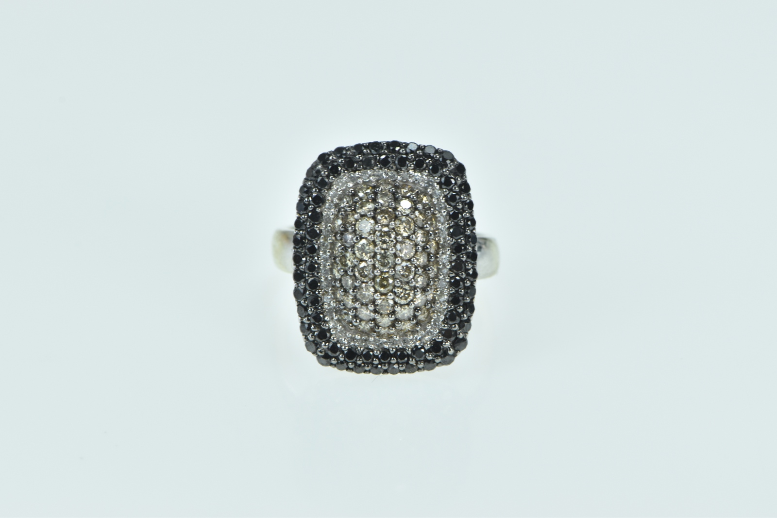 14K 1.69 Ctw Pave Diamond Encrusted Statement White Gold Ring, Size 4.25
