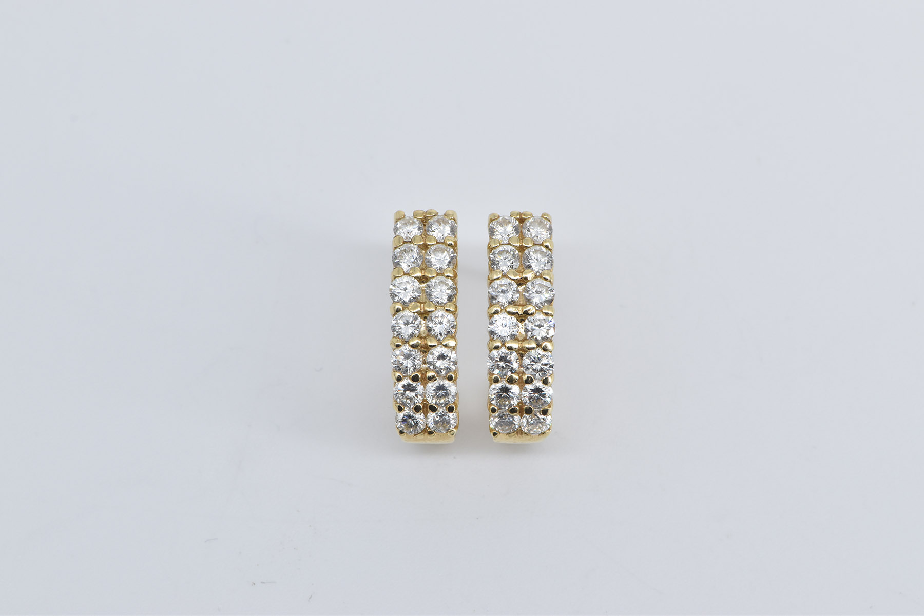 14K 1.75 Ctw Diamond Curved Bar Cluster Statement Yellow Gold Earrings