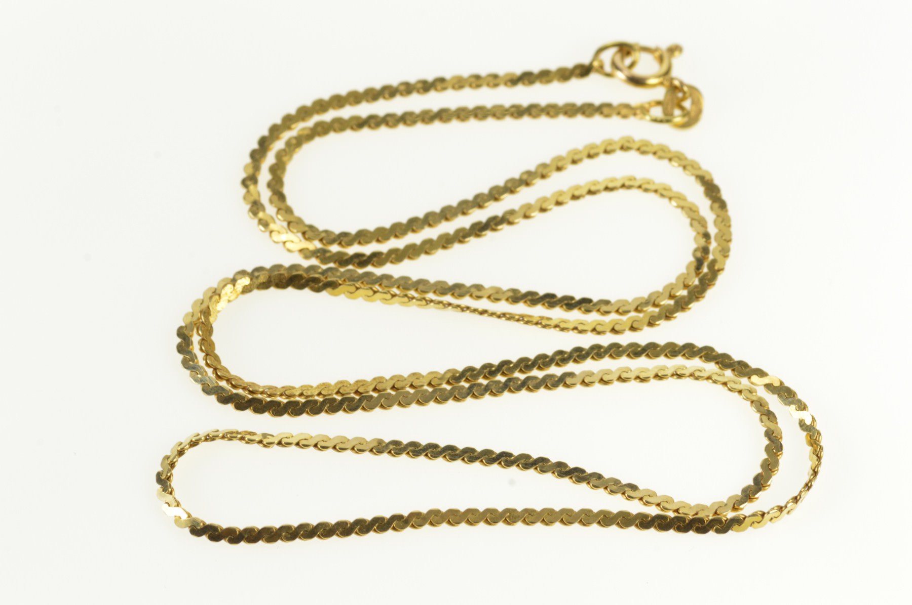 14K 1.7mm Serpentine Chain Flat Wavy Link Yellow Gold Necklace 20.5