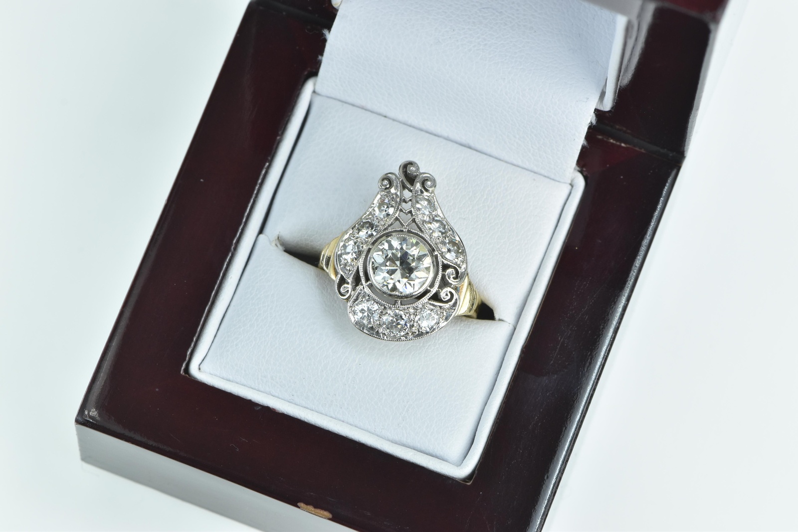 14K 1.83 Ctw OEC Victorian Diamond Engagement Yellow Gold Ring, Size 6