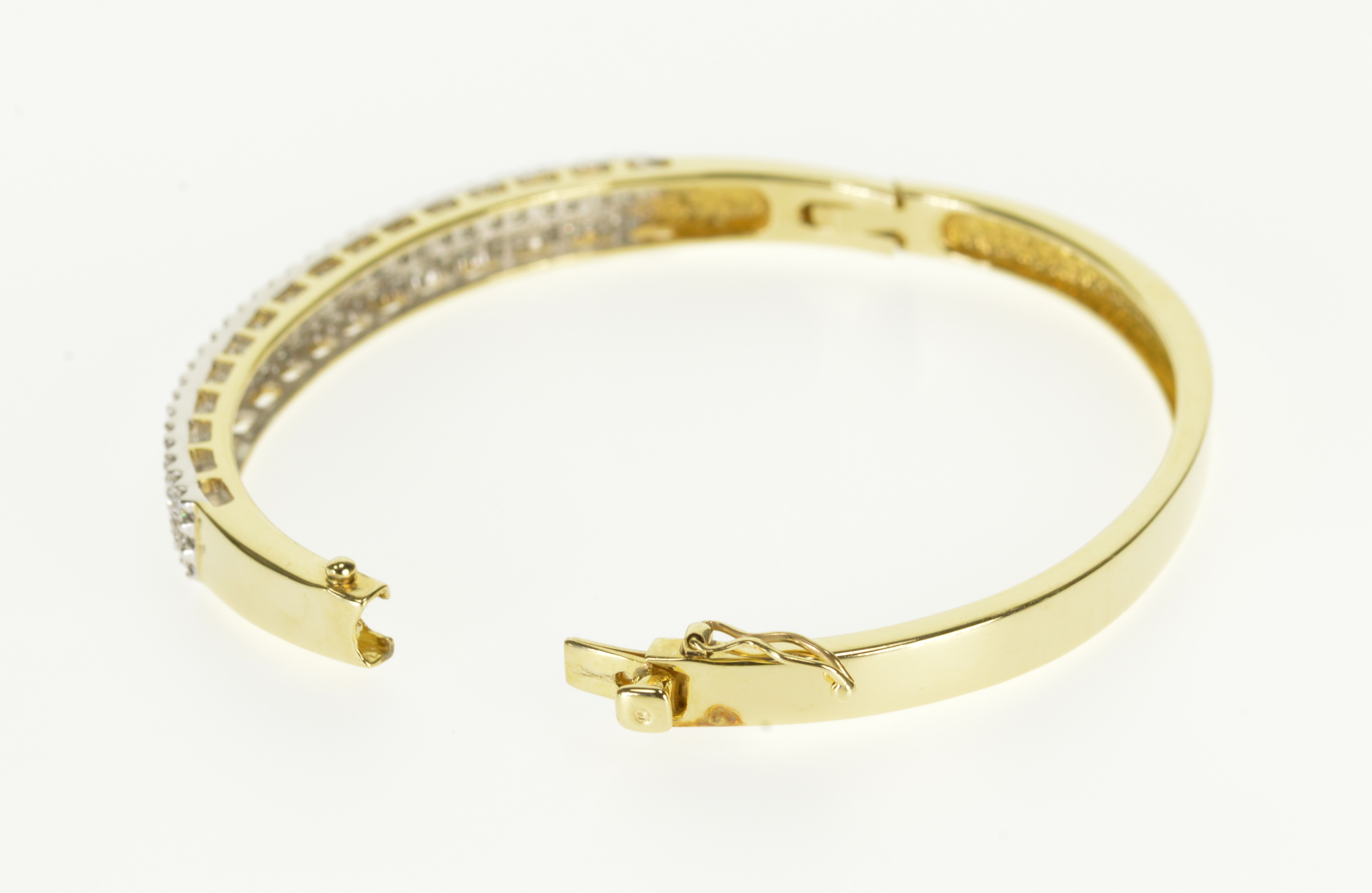 14K 1.86 Ctw Diamond Encrusted Tiered Bangle Yellow Gold Bracelet 7