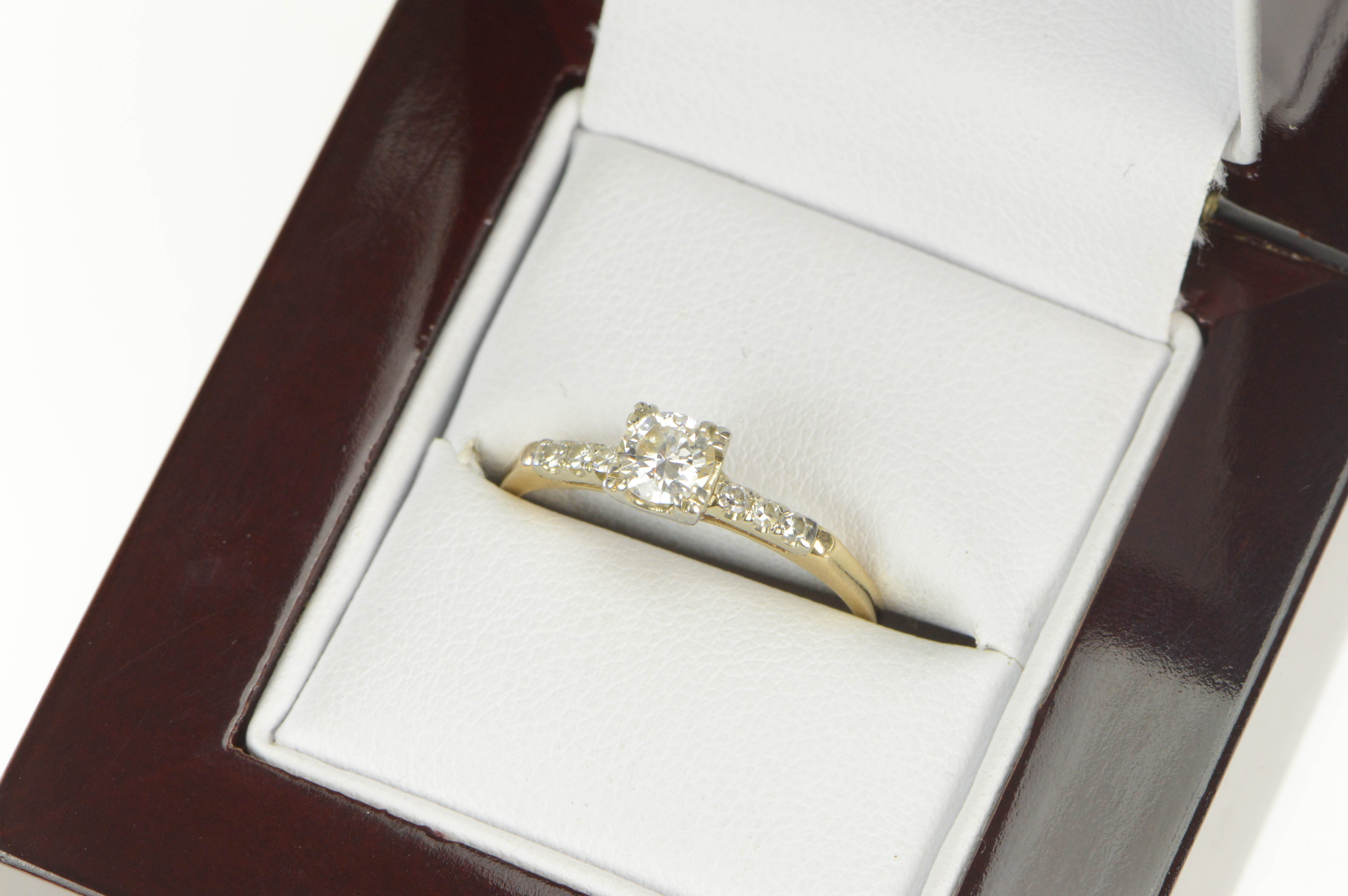 14K 1940's 0.46 Ctw VVS Diamond Classic Engagement Yellow Gold Ring, Size 7.5