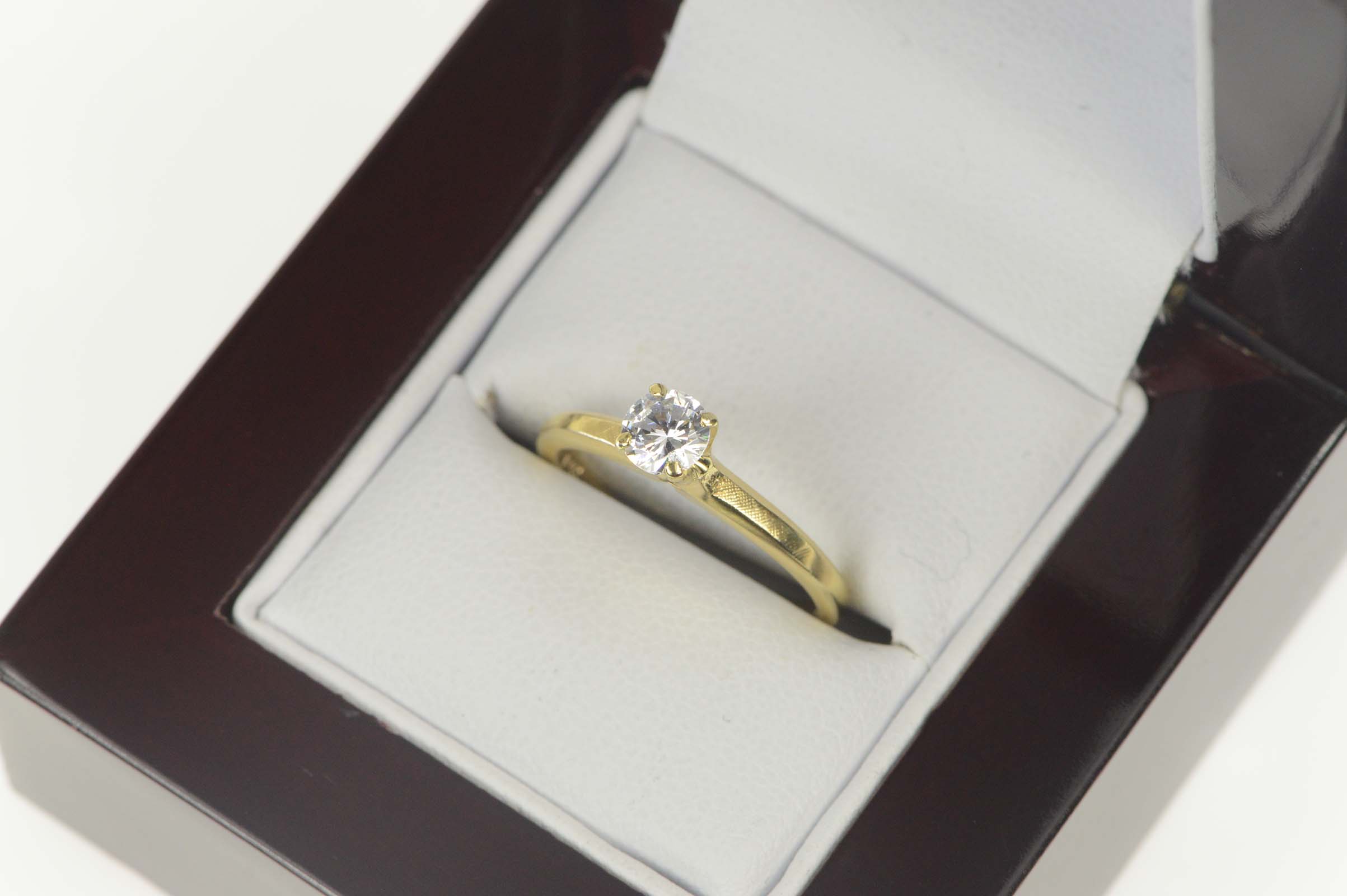 14K 1940's 0.49 Ct Diamond Solitaire Engagement Yellow Gold Ring, Size 5.5