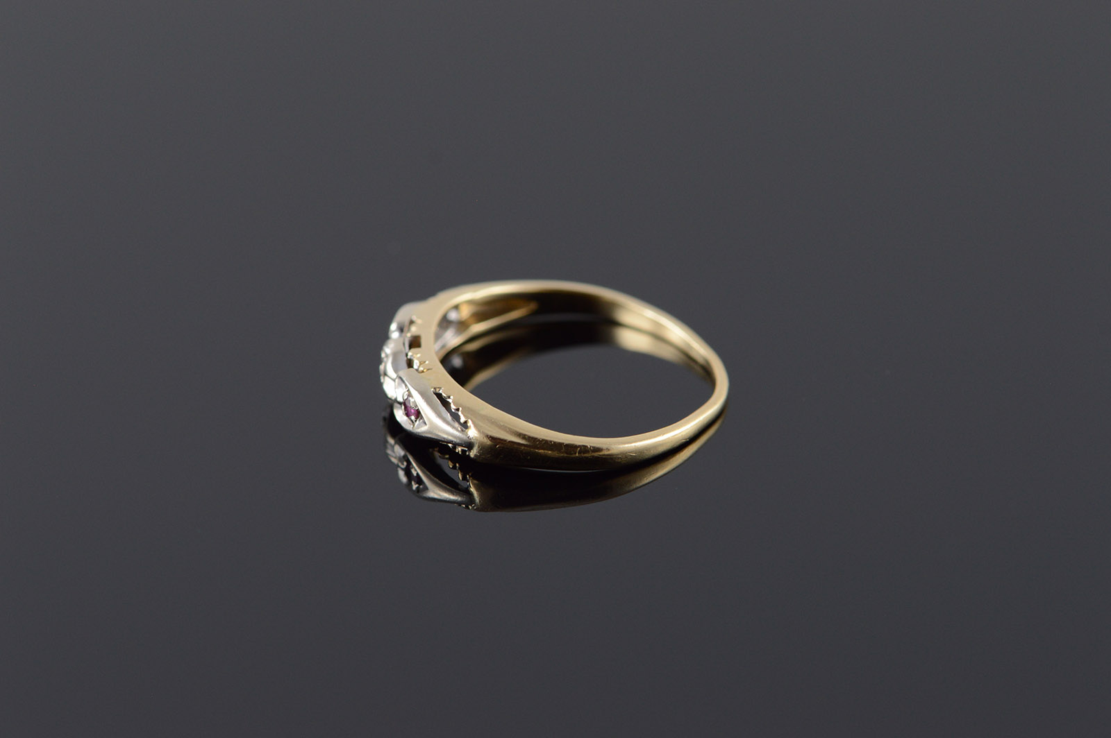 14k 1950 S Genuine Diamond Two Tone Vintage Wedding Band Yellow 14k 1950 S Genuine Diamond Two Tone Vintage Wedding Band Yellow Gold Ring Size 5 75