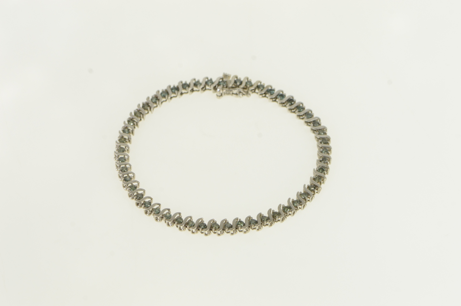 14K 2.00 Ctw Blue Treated Diamond Tennis White Gold Bracelet 6.75"