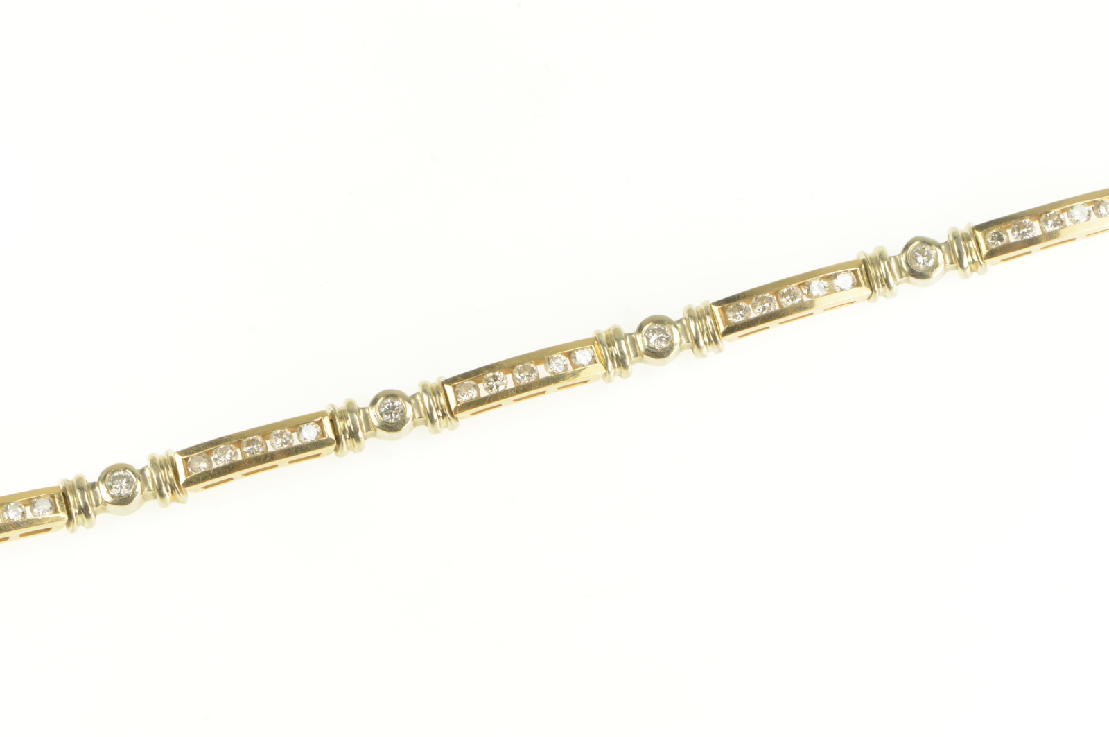 14K 2.00 Ctw Diamond Squared Classic Tennis Yellow Gold Bracelet 7"