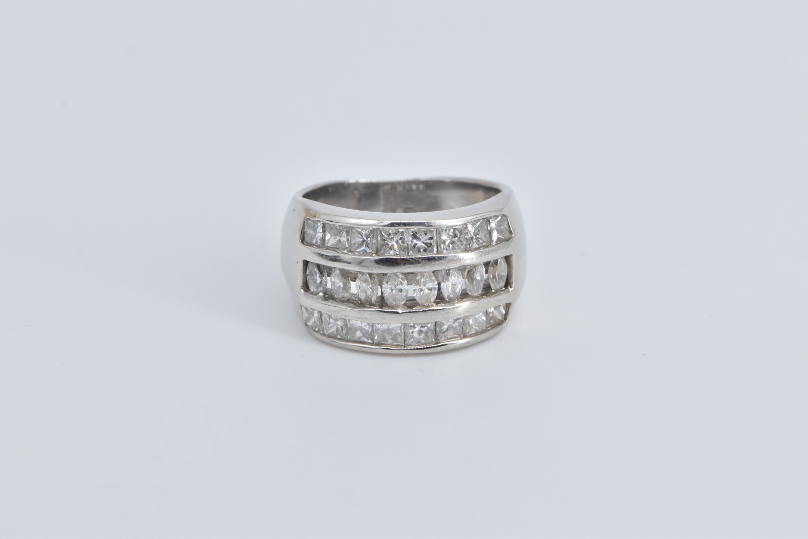 14K 2.00 Ctw Marquise Princess Diamond Band White Gold Ring, Size 5.75