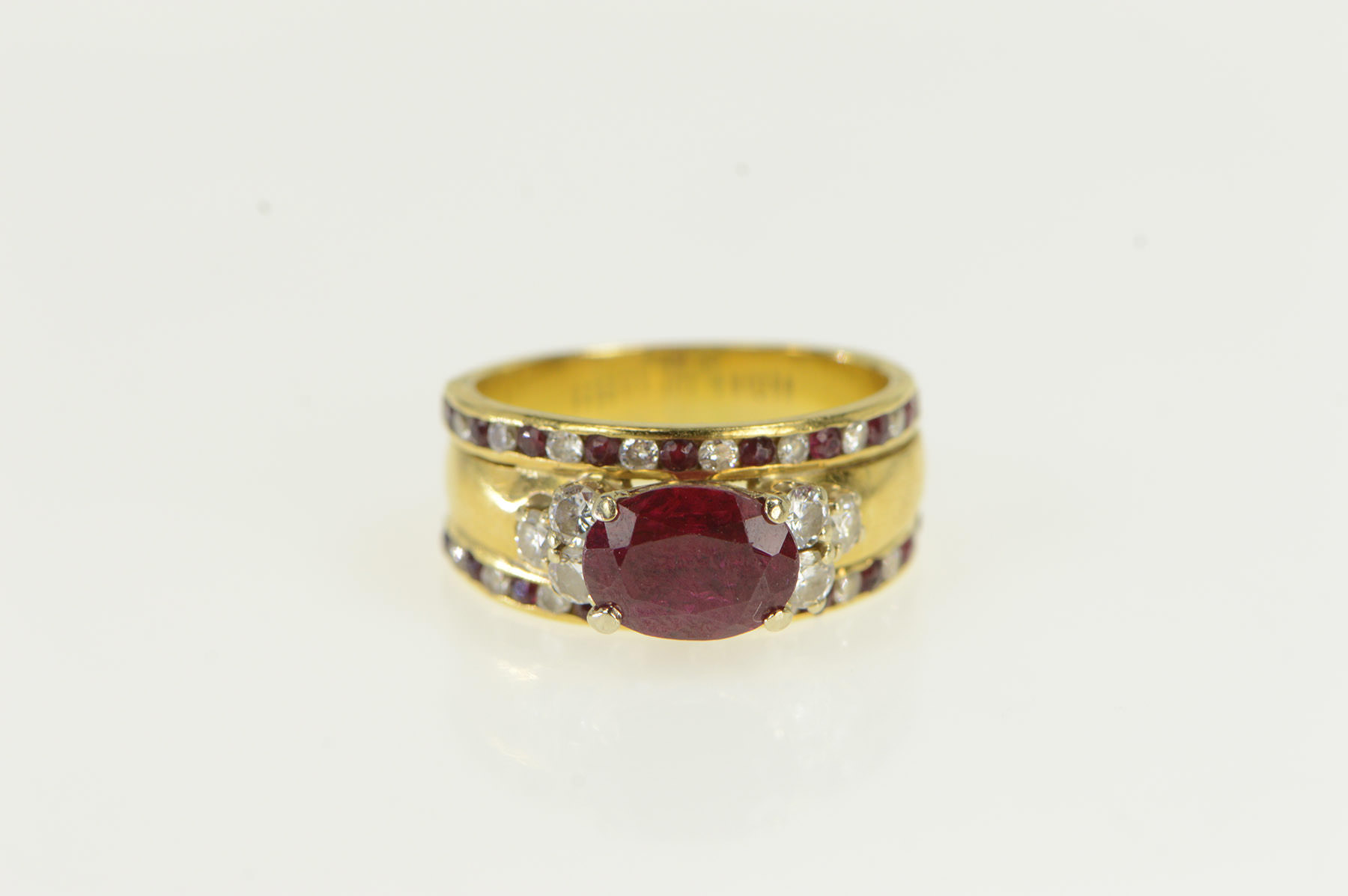 14K 2.25 Ctw Ruby Diamond Engagement Yellow Gold Ring, Size 4.5