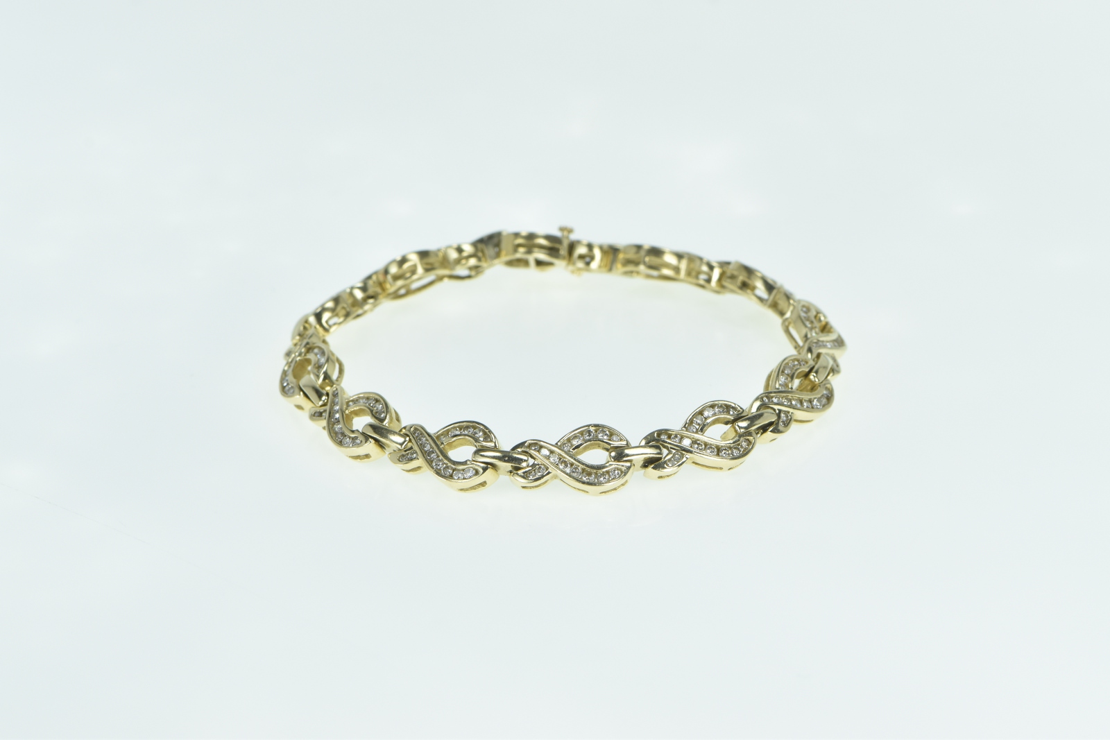 14K 2.35 Ctw Diamond Infinity Vintage Tennis Yellow Gold Bracelet 7.75"