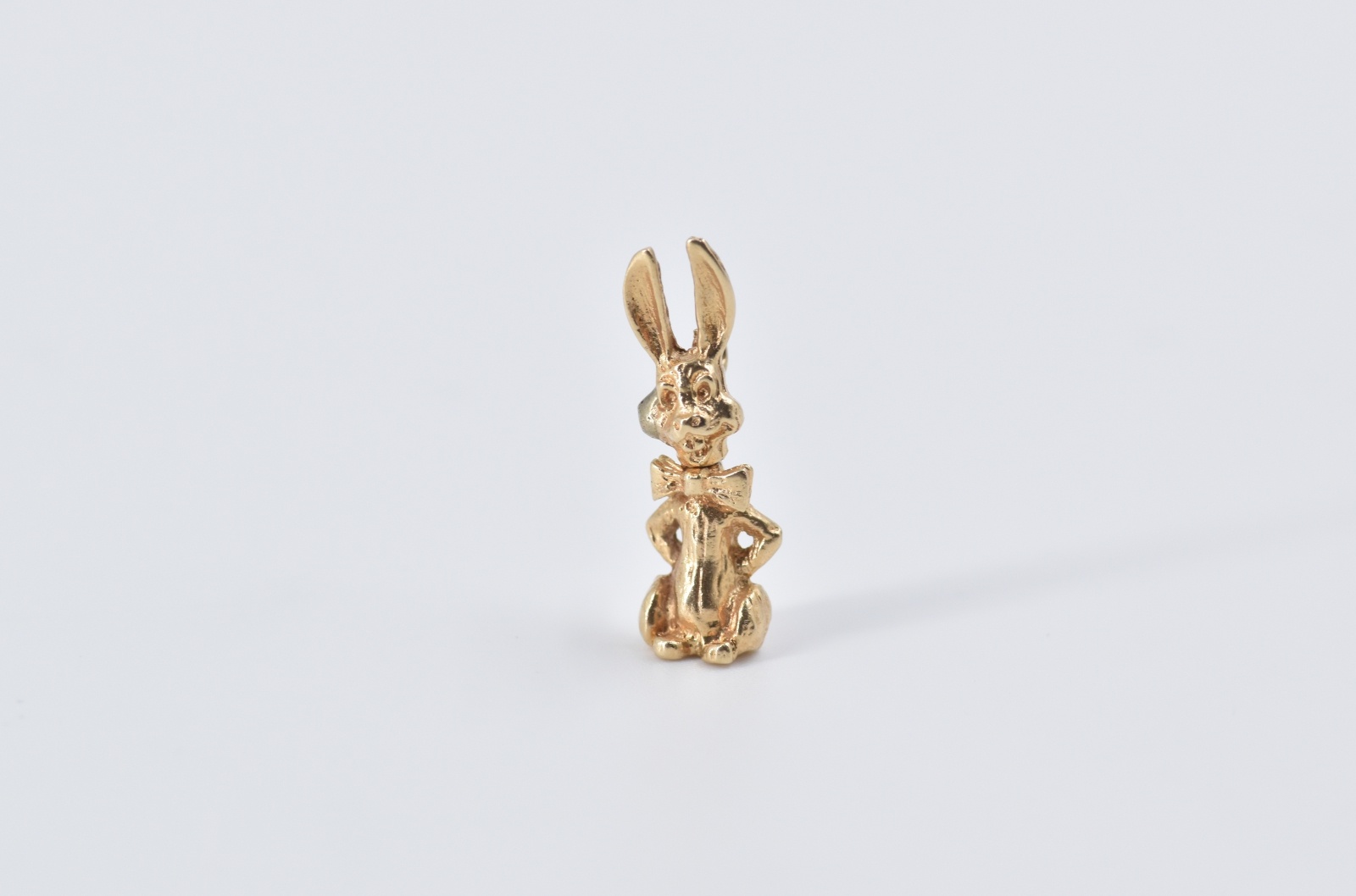14K 3D Articulated Rabbit with Bow Tie Yellow Gold Charm/Pendant