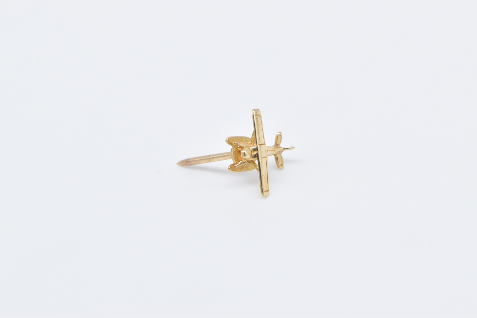 14K 3D Biplane Plane Lapel Yellow Gold Pin/Brooch