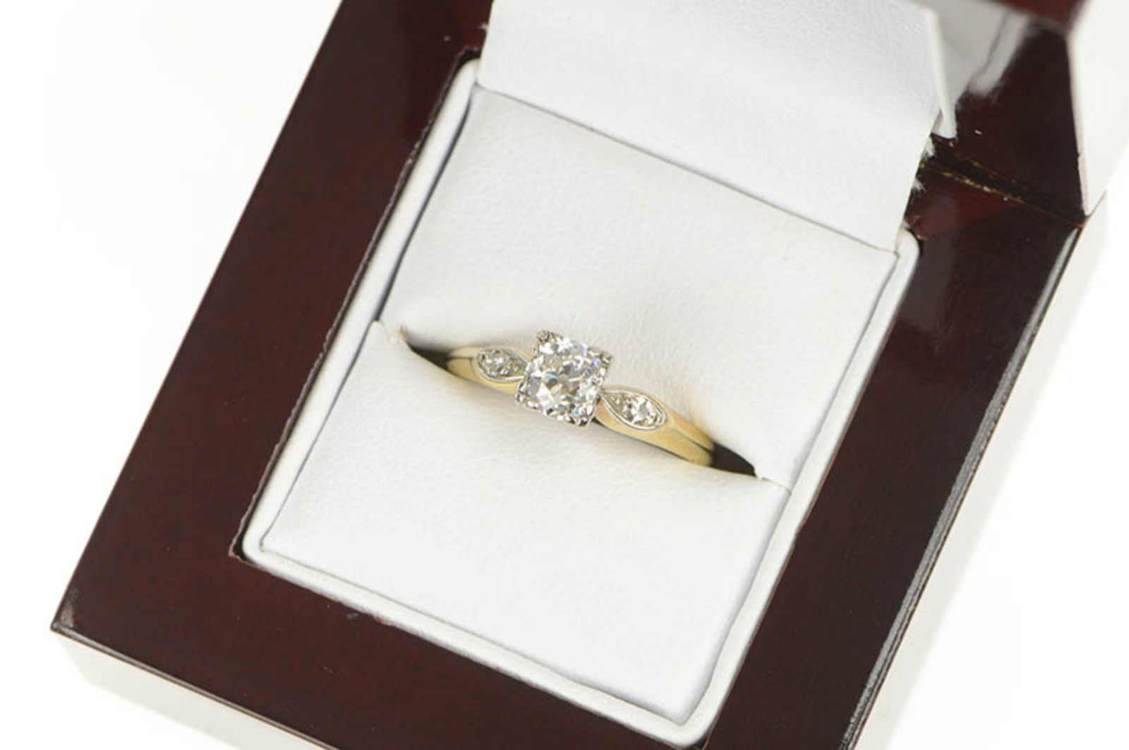 14K 40's 0.58 Ctw Old European Diamond Engagement Yellow Gold Ring, Size 6.75