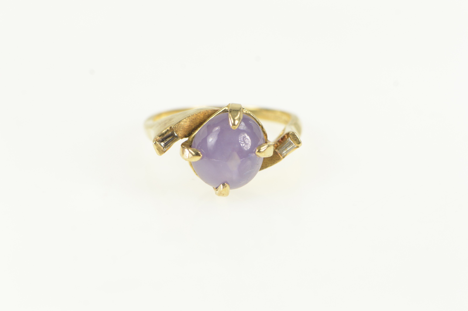 14K 4.10 Ctw Star Sapphire Diamond Retro Yellow Gold Ring, Size 8