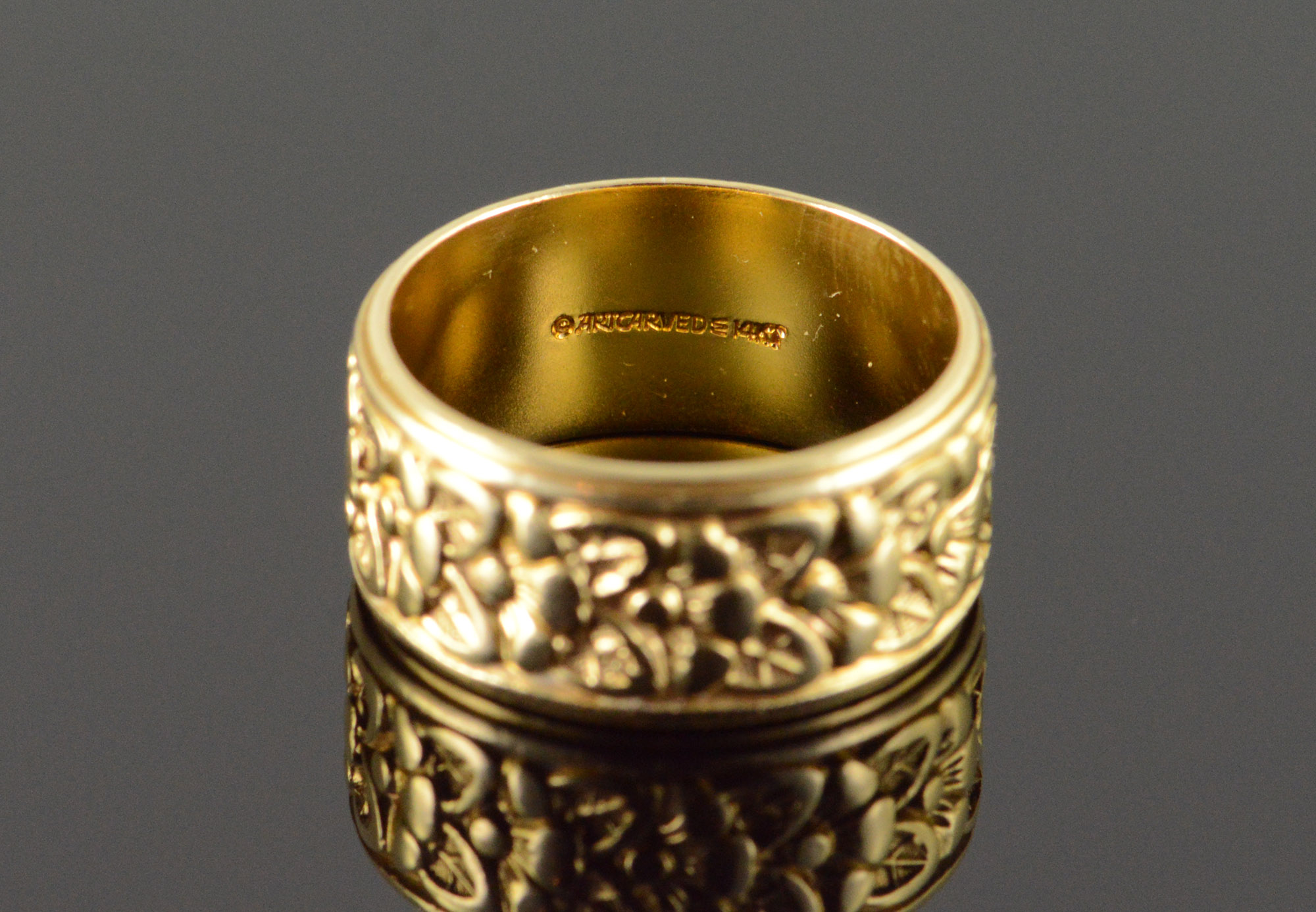 14K 6.8g Orange Blossom 9mm Wide Vintage Wedding Band Yellow Gold Ring ...