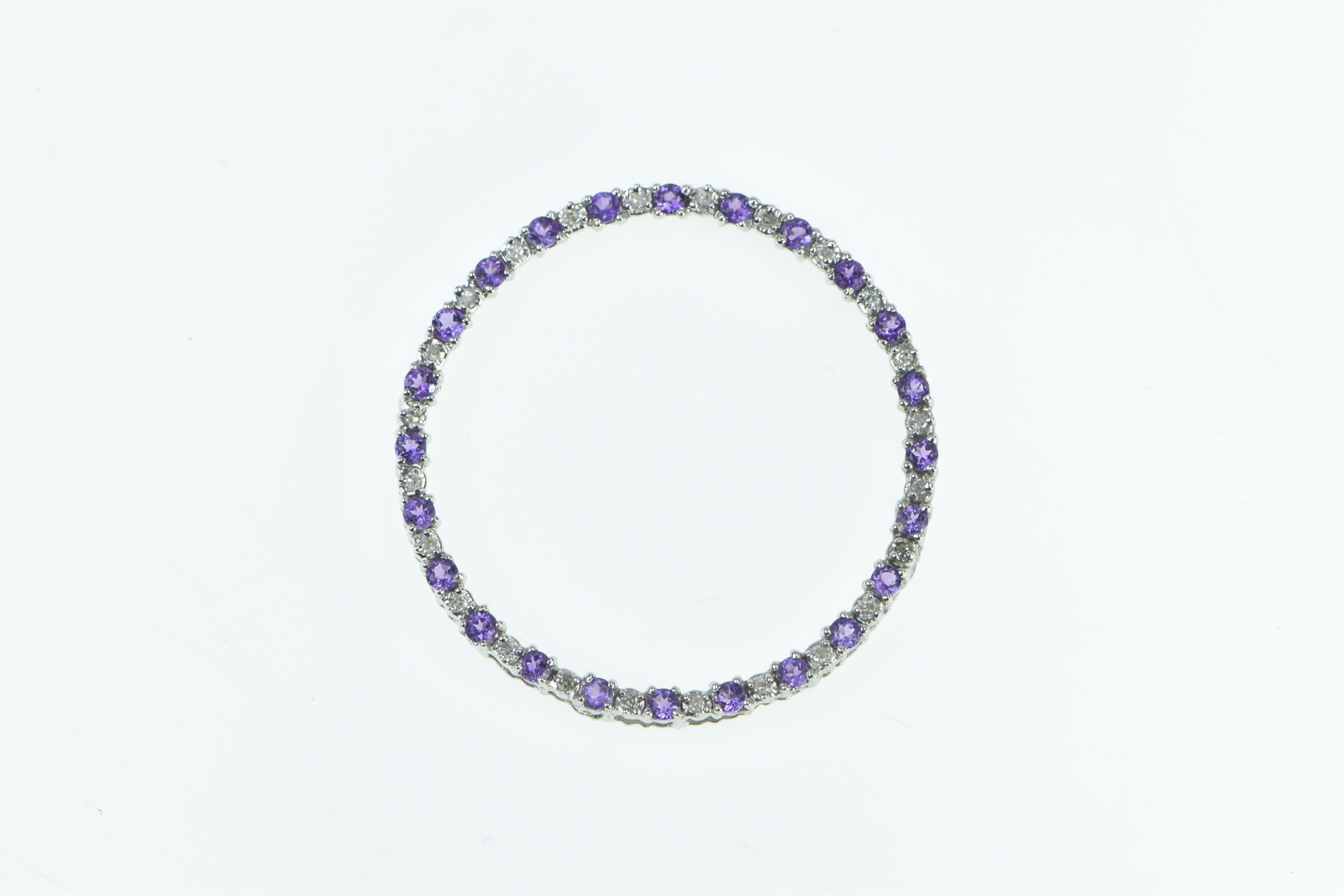 14K Amethyst Diamond Vintage Circle Journey Yellow Gold Pendant