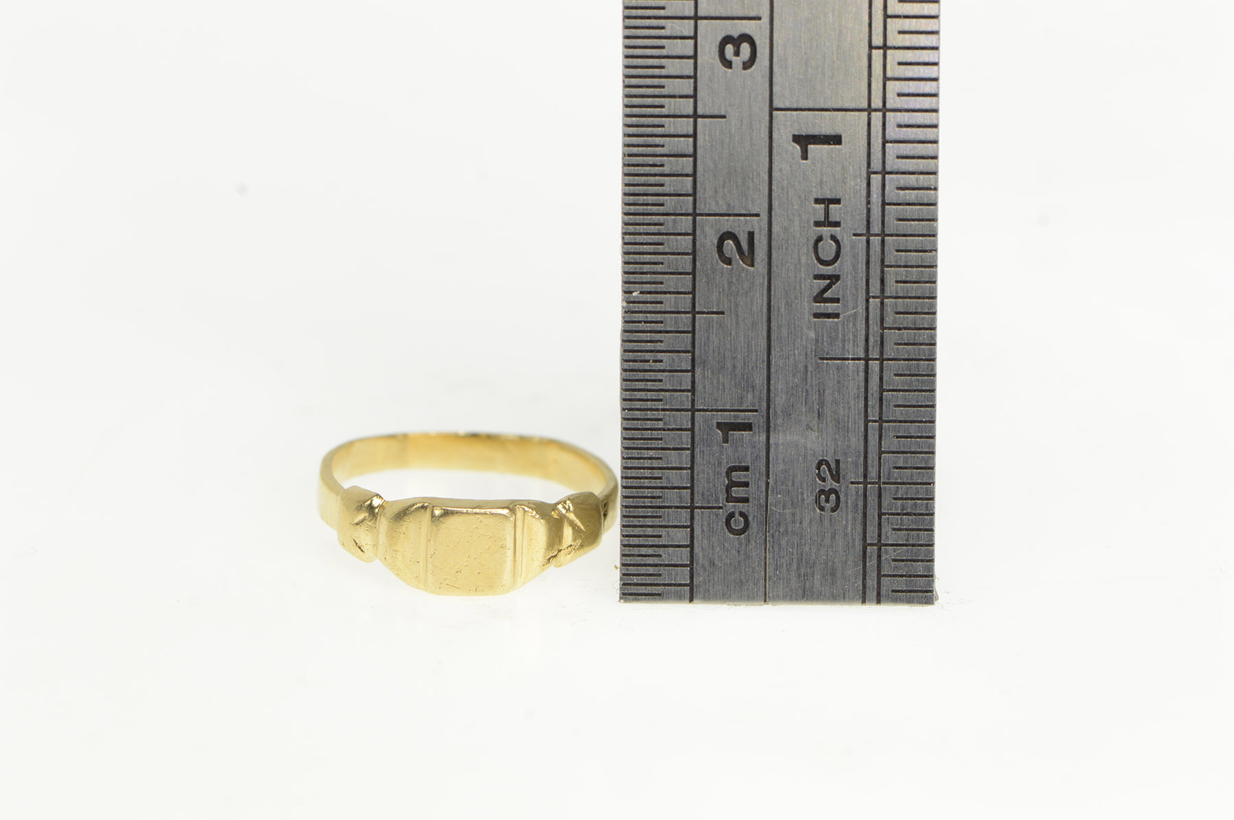 14K Art Deco Monogrammable Baby Signet Initial Yellow Gold Ring, Size 3 ...