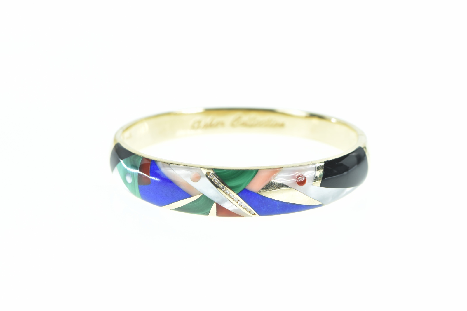 14K Asch Grossbardt Diamond Geometric Yellow Gold Bracelet 7"