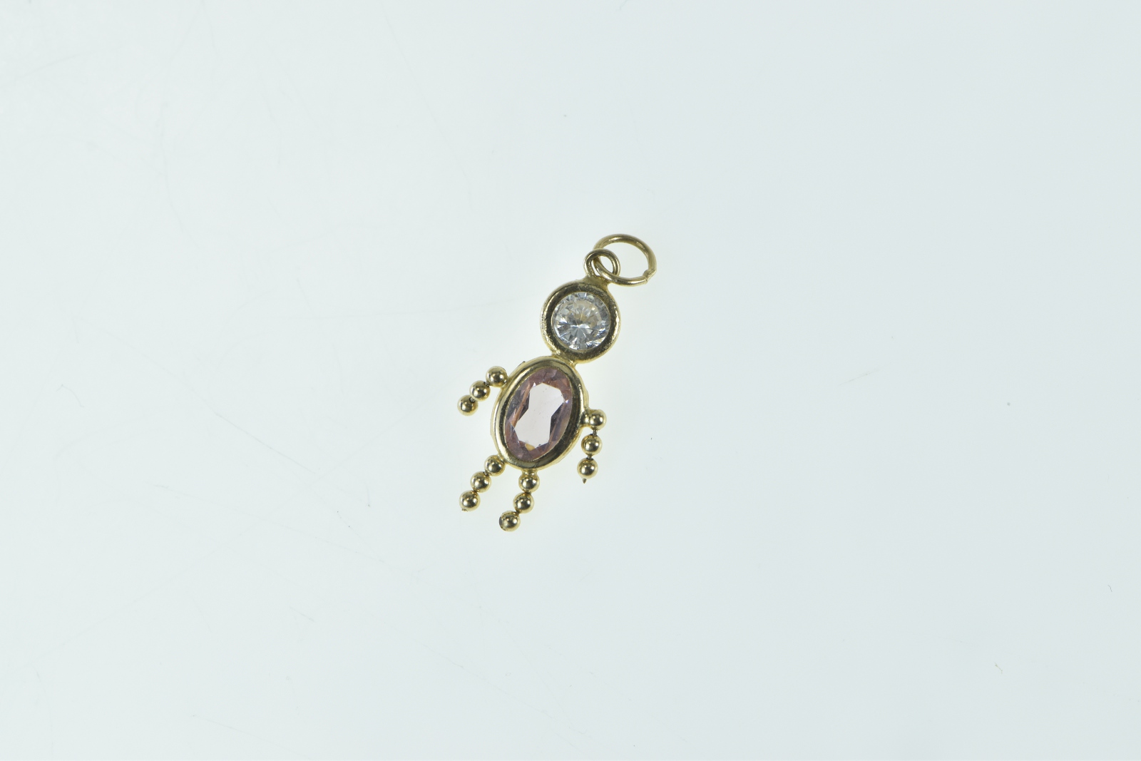 14K Birthstone Baby February Syn. Amethyst CZ Yellow Gold Charm/Pendant