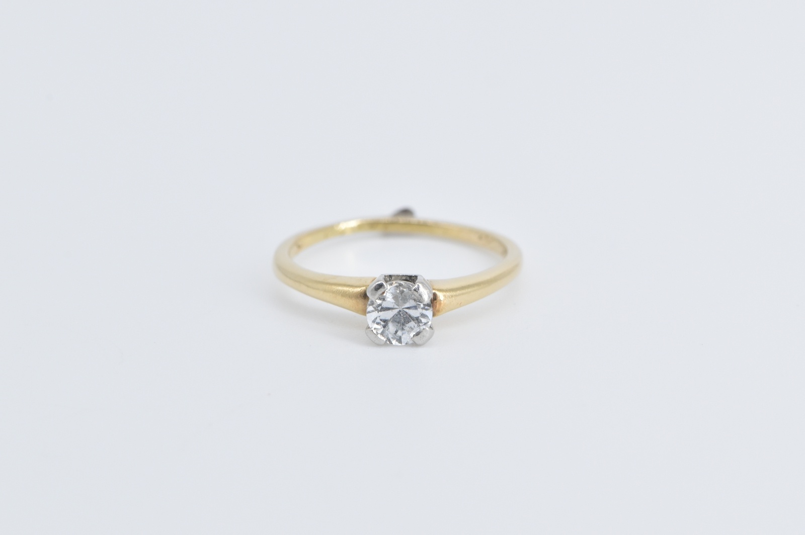 14K Classic Engagement Style CZ Promise Charm Yellow Gold Ring, Size 4