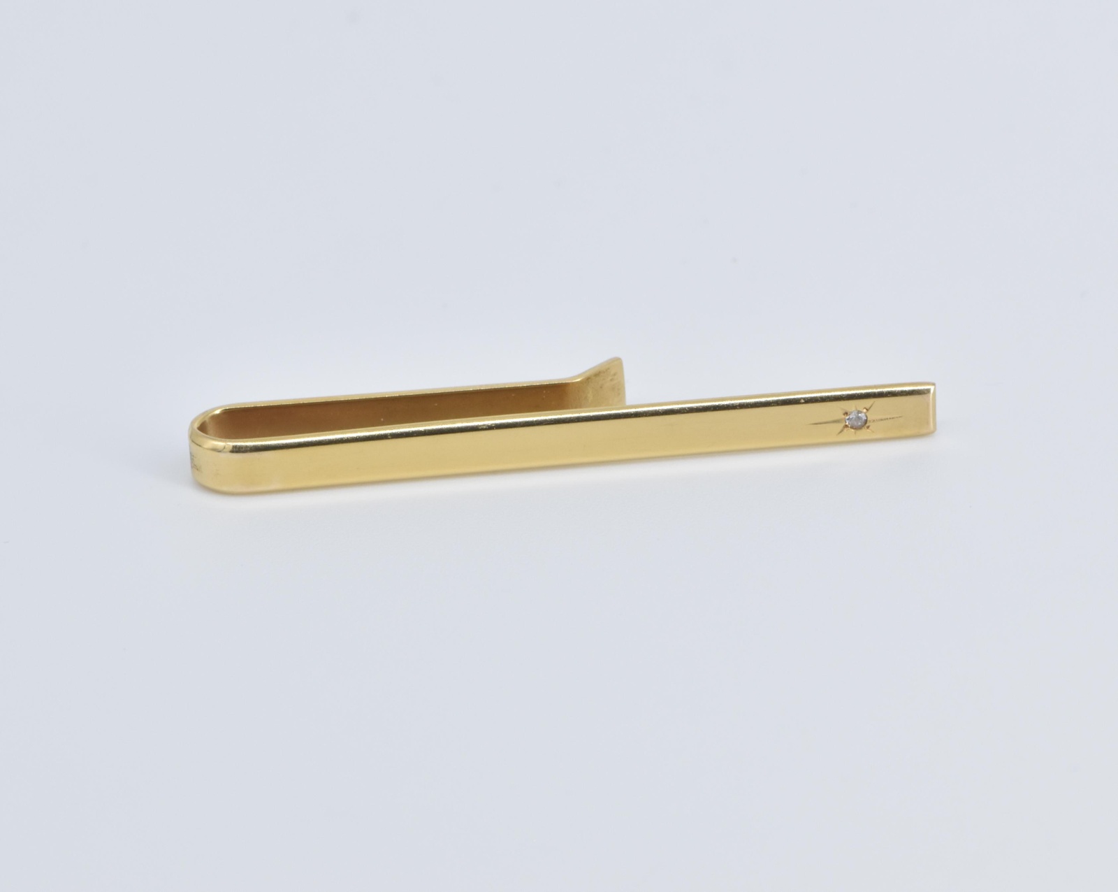 14K Colibri Diamond Inset Vintage Men's Yellow Gold Tie Bar