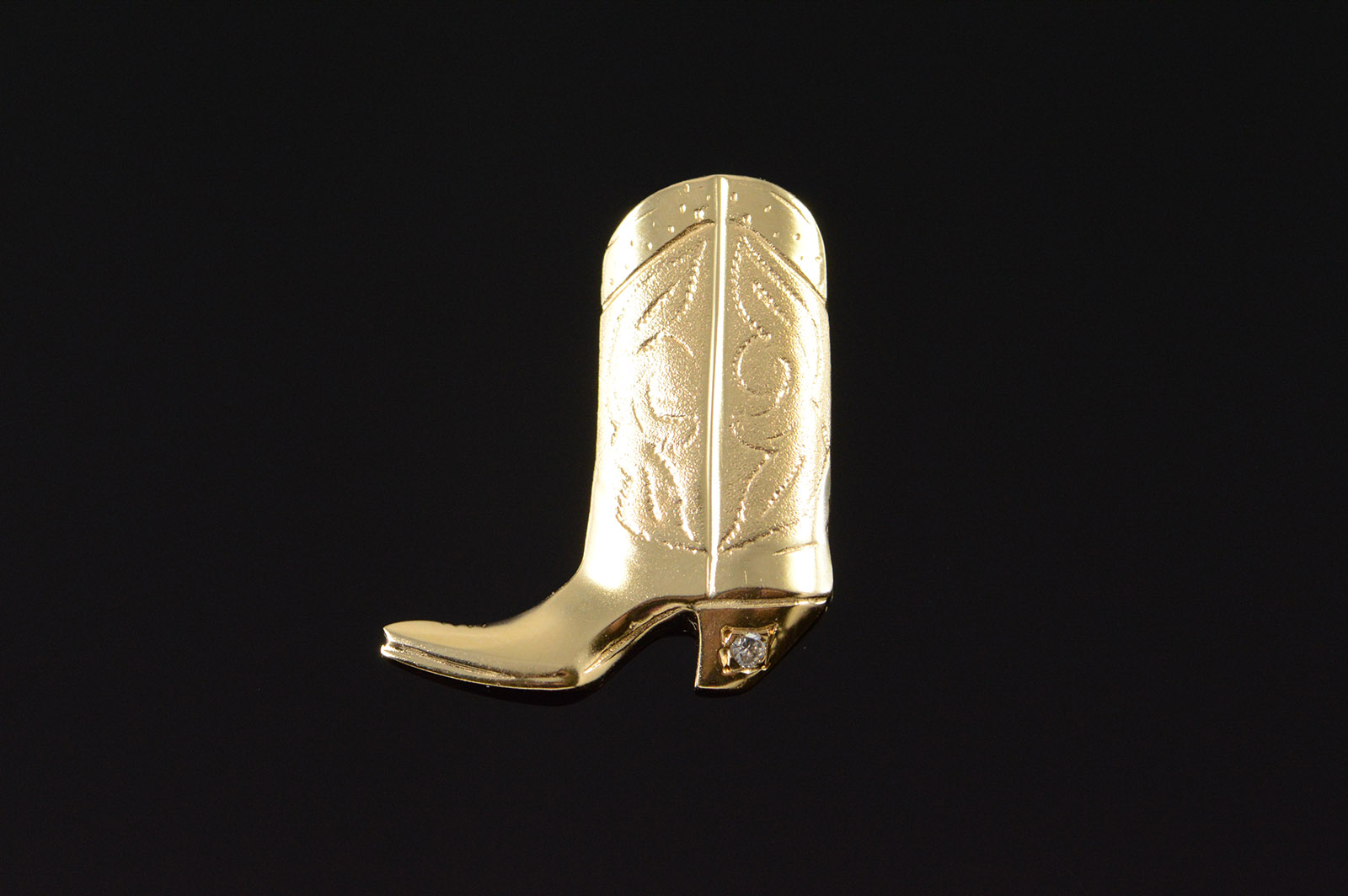 14K Yellow Gold Western Cowboy Boot Charm Pendant