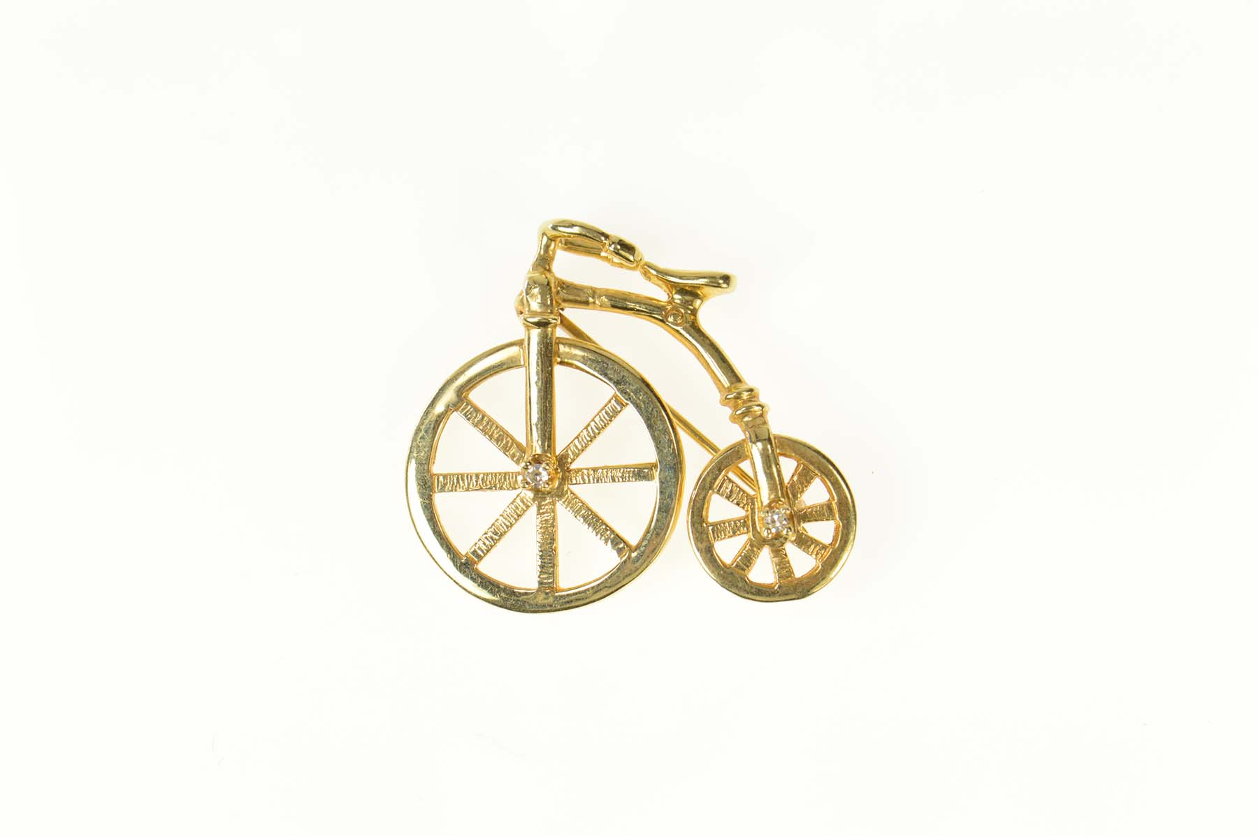 14K Diamond Big Wheel Tricycle Bike Yellow Gold Pin/Brooch Property Room