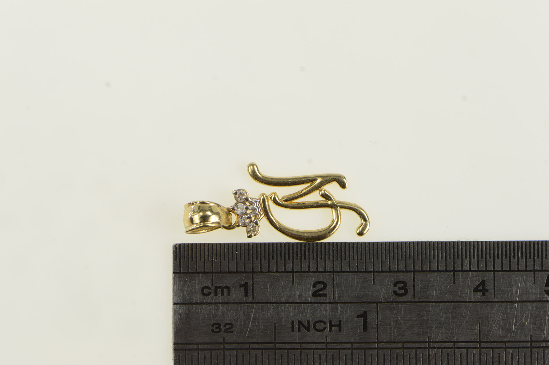 14K Diamond N Cursive Letter Monogram Yellow Gold Charm/Pendant ...