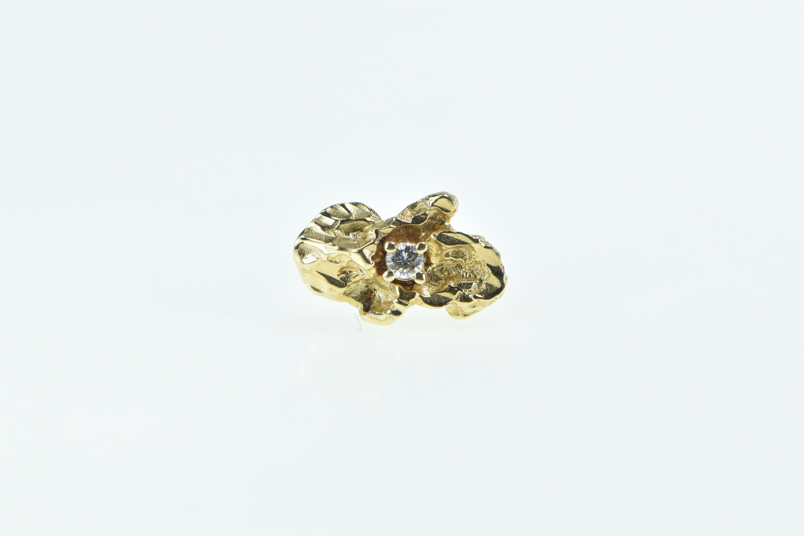 Pibble Pin 14K Diamond Textured Nugget Pebble Cluster Yellow Gold Pendant/Pin ...