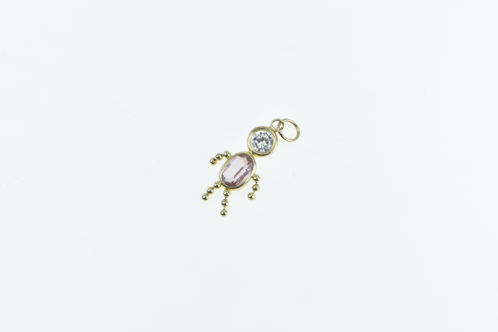 14K February Birthstone Baby CZ Child Mother Yellow Gold Charm/Pendant