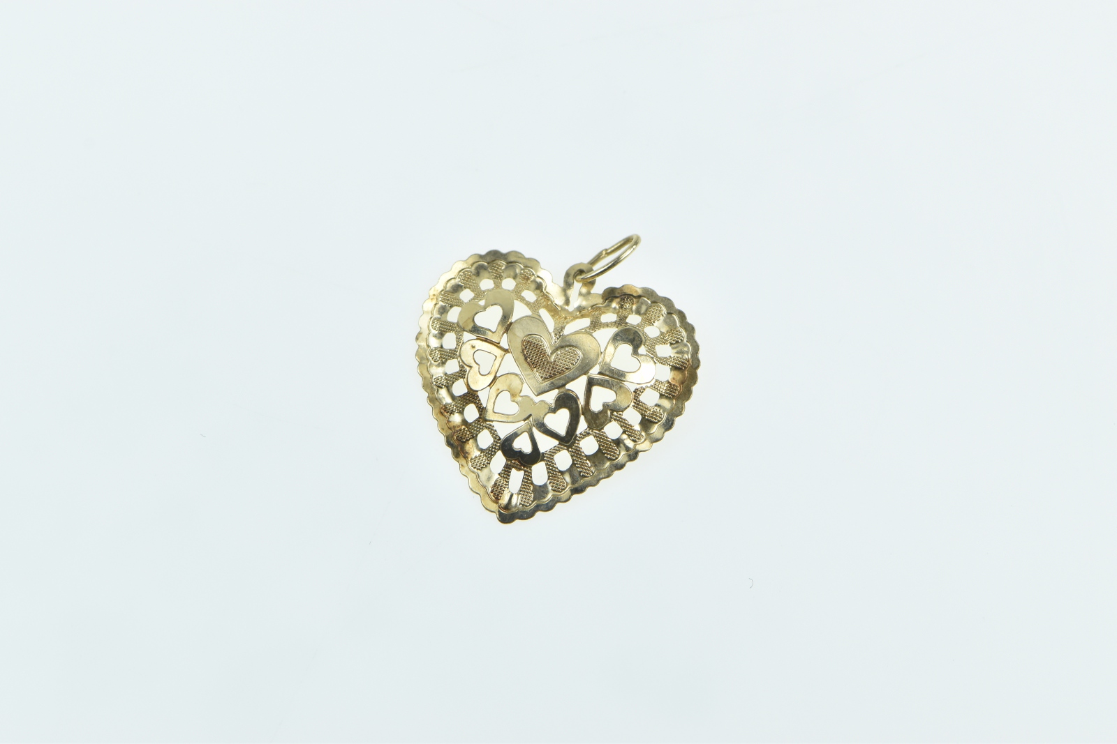 14K Filigree Heart Love Symbol Valentine Romantic Yellow Gold Charm/Pendant