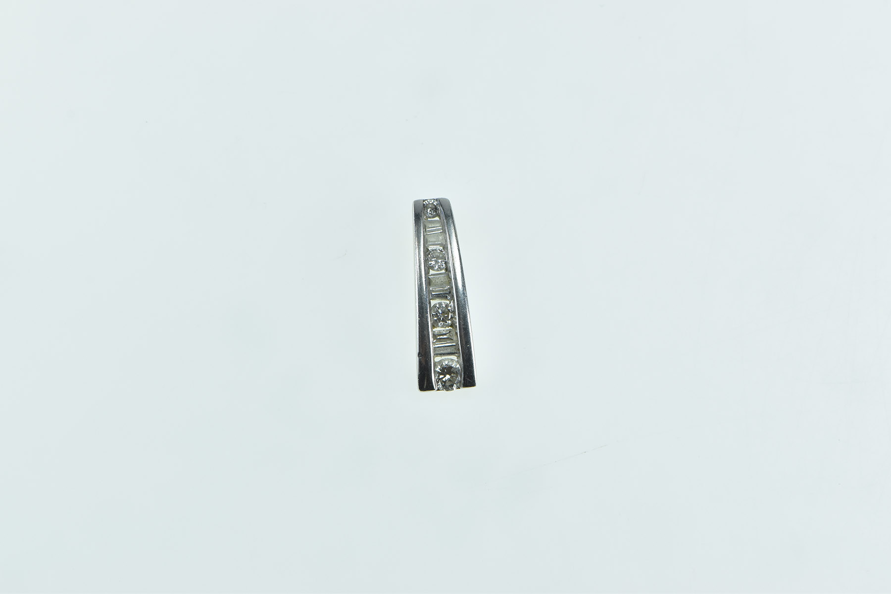 14K Graduated Diamond Vintage Bar Statement White Gold Pendant