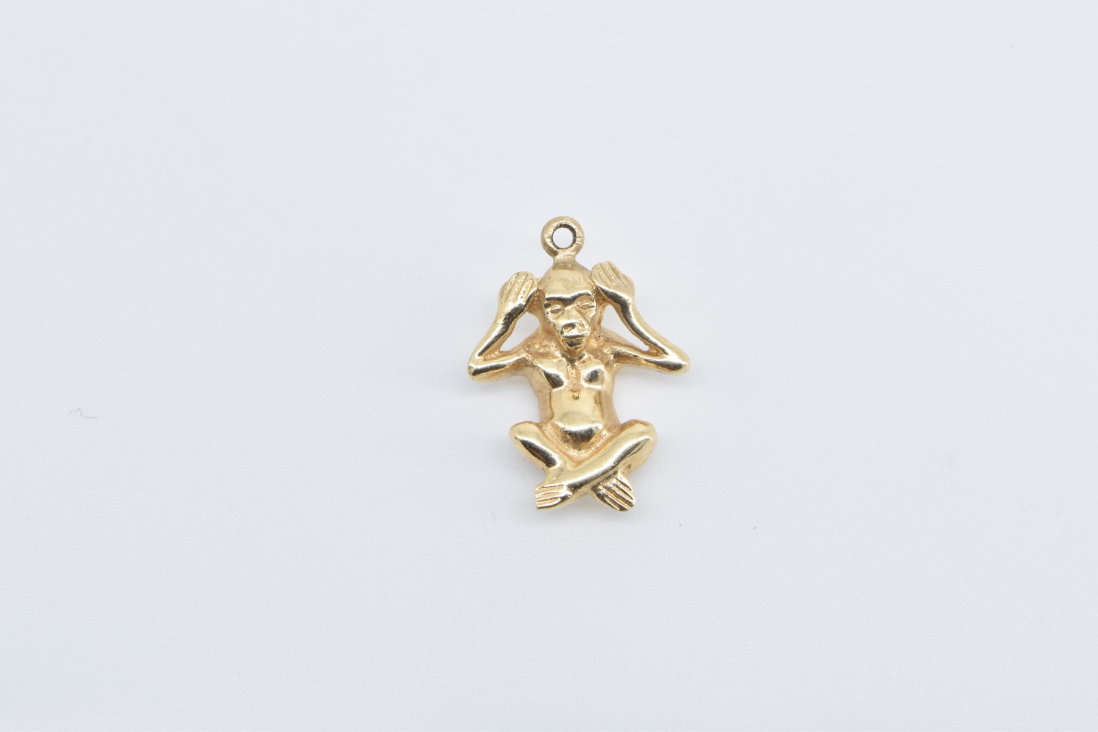 14K Hear No Evil Monkey Novelty 3D Symbol Yellow Gold Charm/Pendant