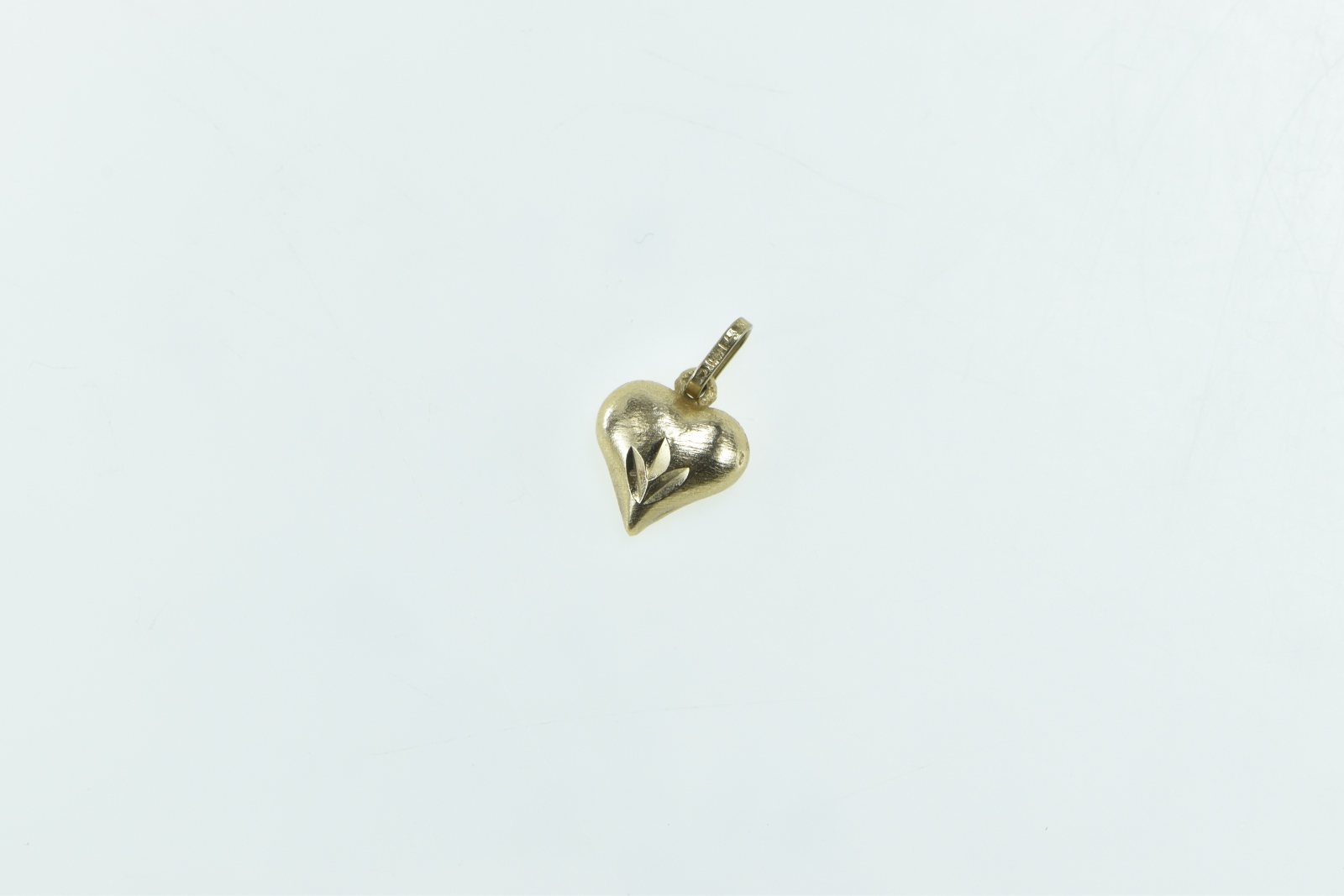 14K Heart Love Symbol Romantic Diamond Cut Yellow Gold Charm/Pendant