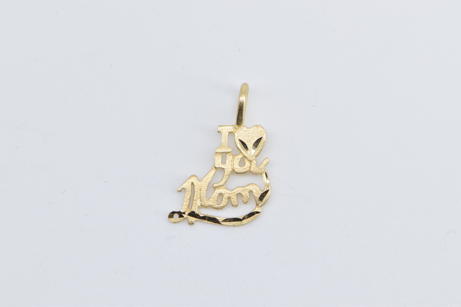 14K I Love You Mom Heart Love Message Yellow Gold Charm/Pendant
