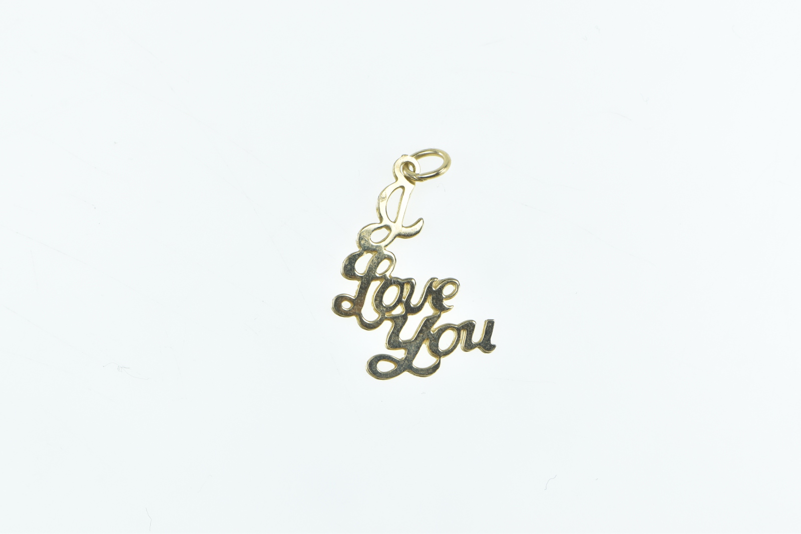 14K I Love You Word Cursive Romantic Message Yellow Gold Charm/Pendant