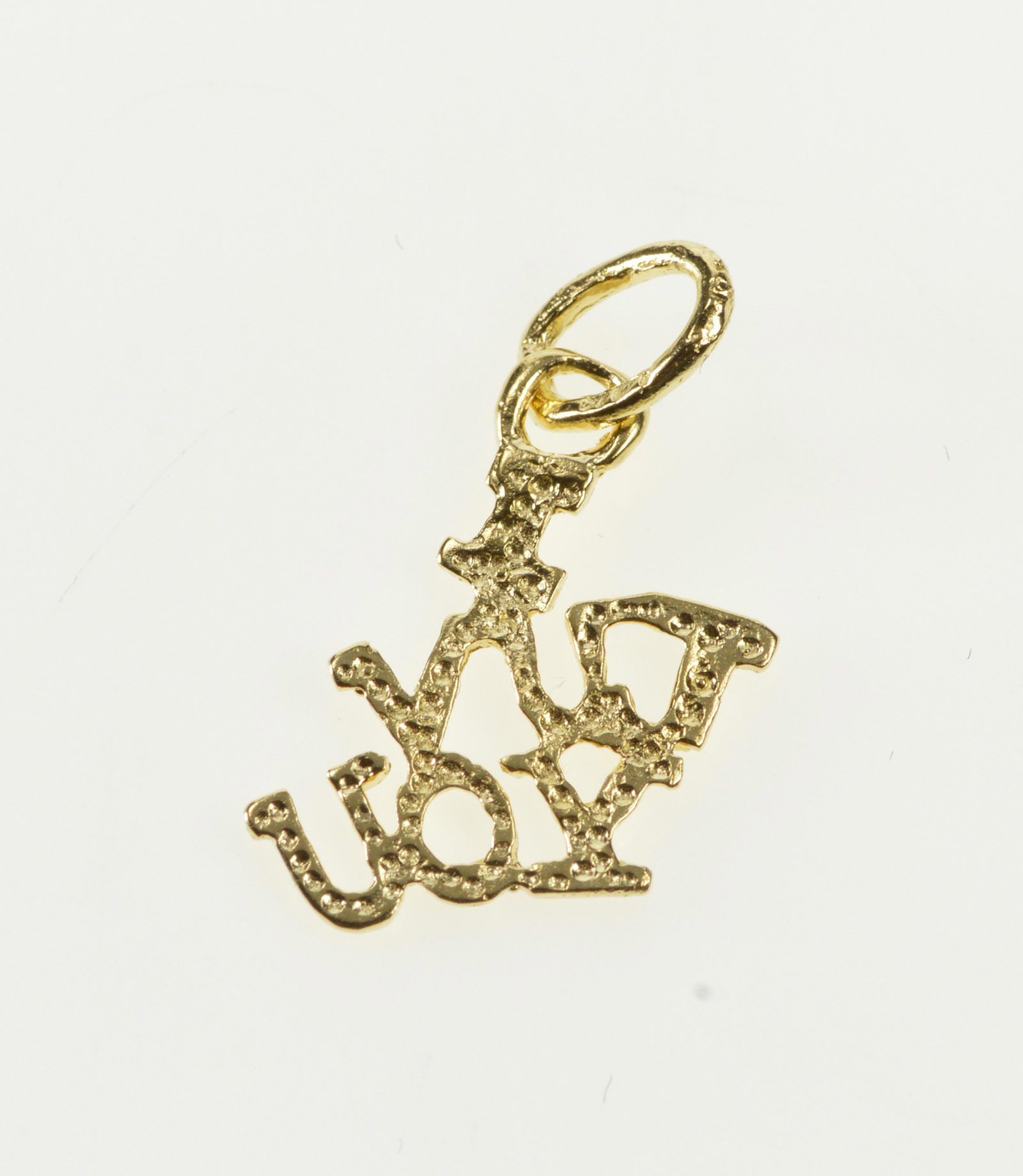 14K I Luv You Love Word Cut Out Romantic Cute CharmPendant Yellow Gold