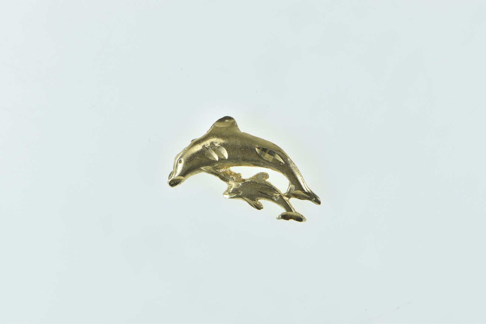 14K Jumping Dolphin Symbol Ocean Animal Yellow Gold Charm/Pendant