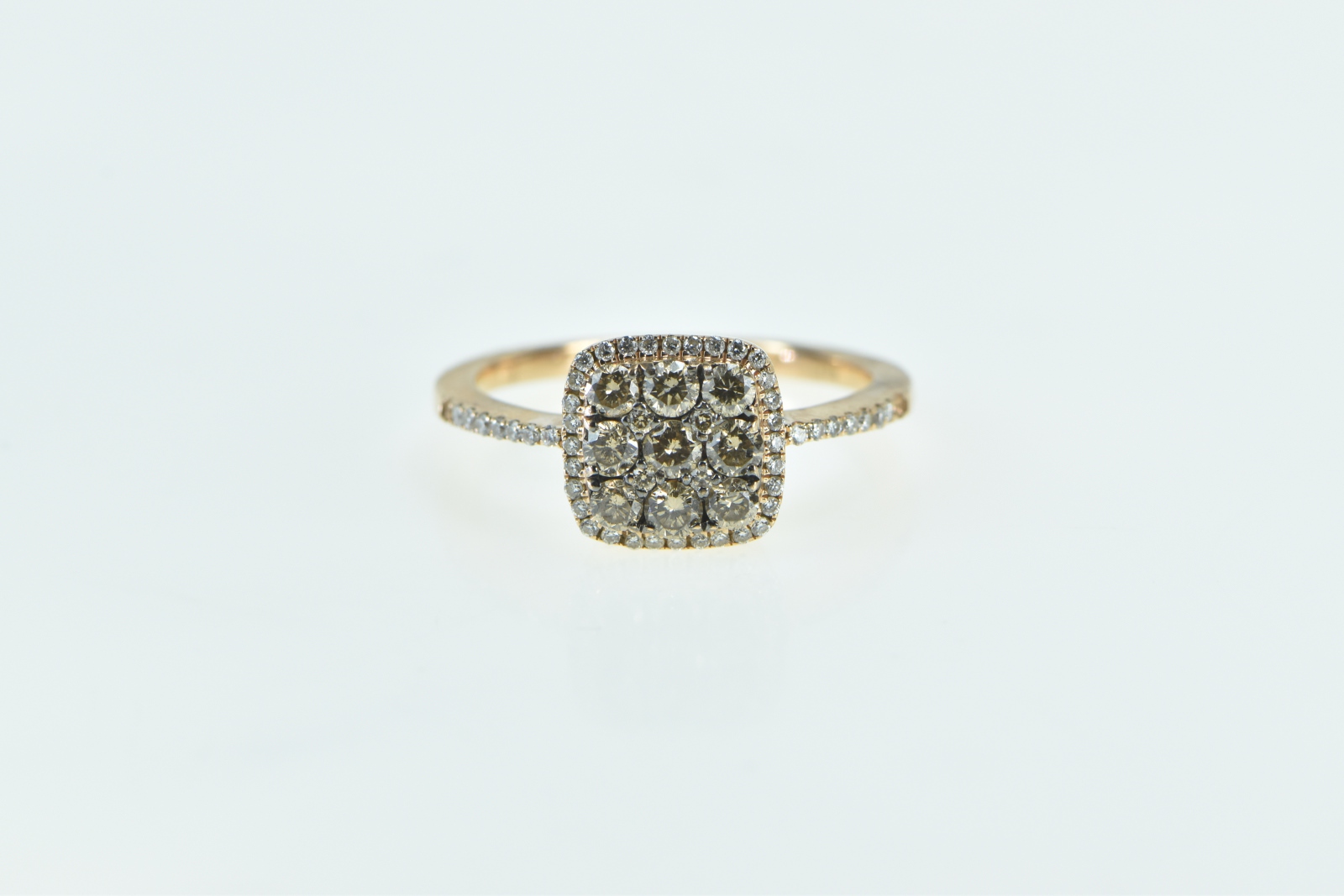 14K LeVian 0.62 Ctw Diamond Halo Engagement Rose Gold Ring, Size 6.75