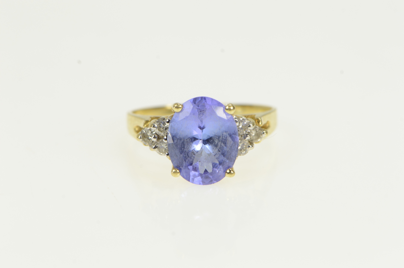 14K LeVian Tanzanite Diamond Cluster Statement Yellow Gold Ring, Size 6.75