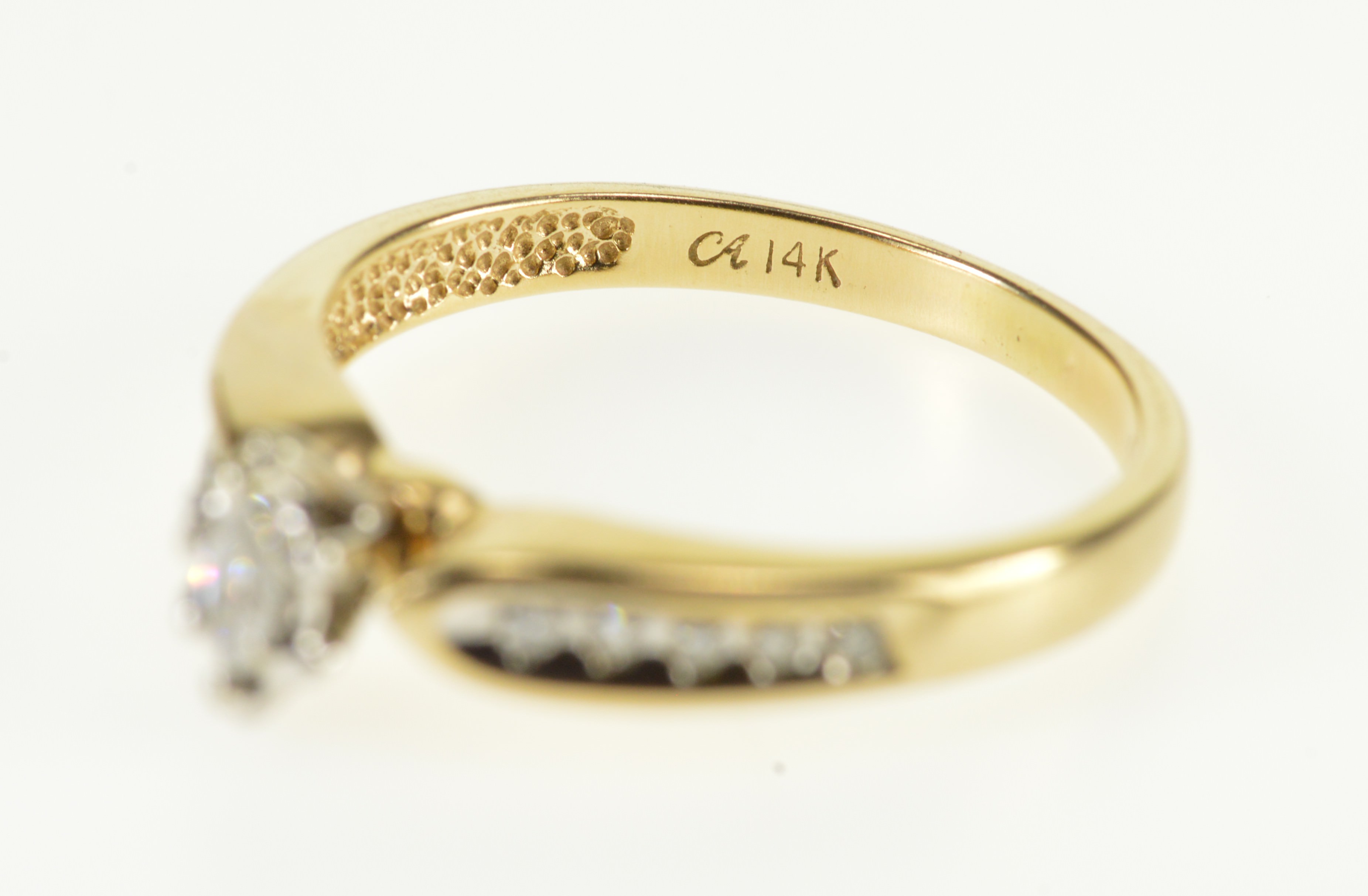 14K Marquise Diamond Accent Inset Engagement Yellow Gold Ring, Size 6.