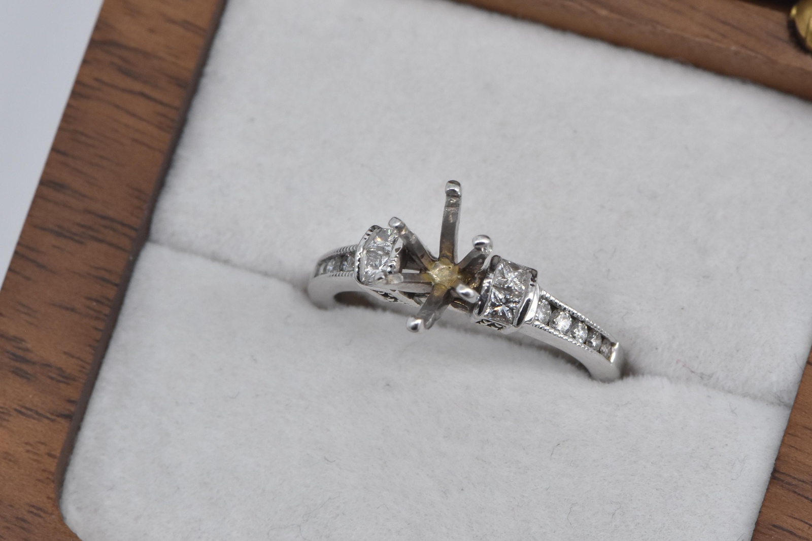 14K Marquise Diamond Engagement Setting White Gold Ring, Size 5.5