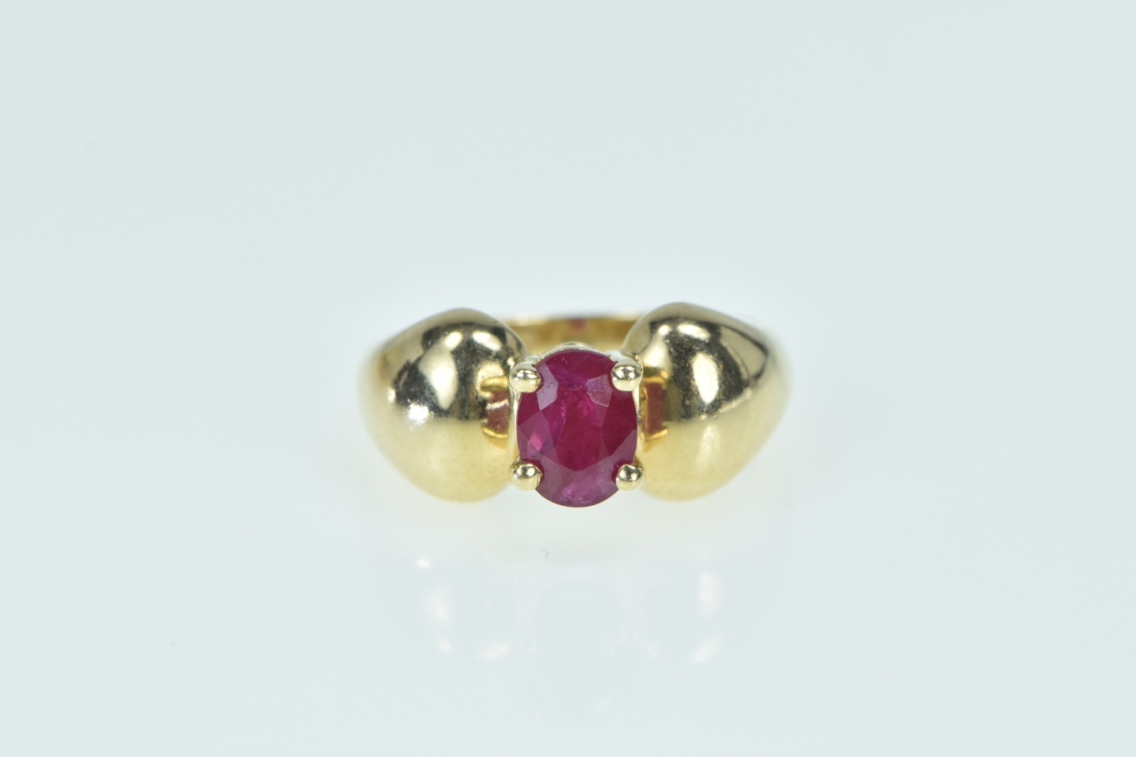 14K Natural Ruby Vintage Statement Engagement Yellow Gold Ring, Size 6