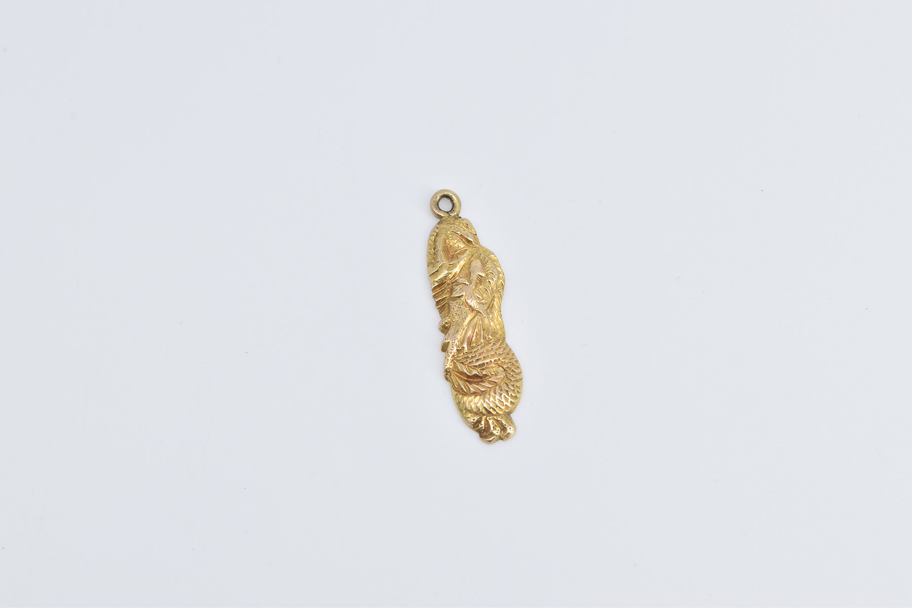 14K Ornate Chinese Dragon Antique Yellow Gold Charm/Pendant