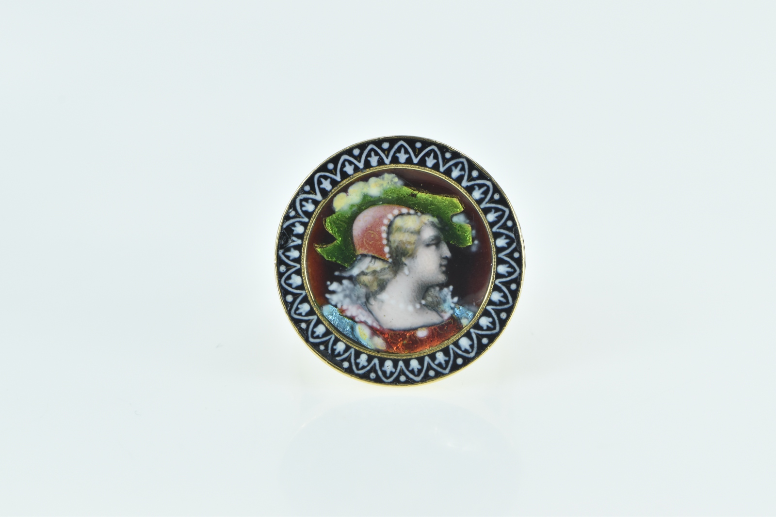 14K Ornate Painted Lady Victorian Statement Yellow Gold Ring, Size 7