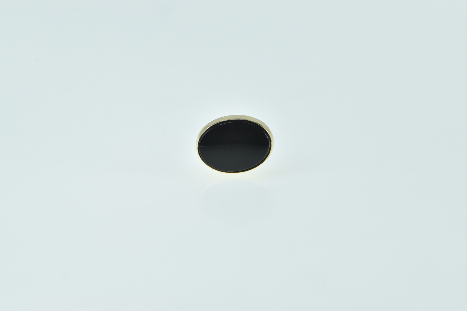 14K Oval Black Onyx Inlay Vintage Single Stud Yellow Gold Earring